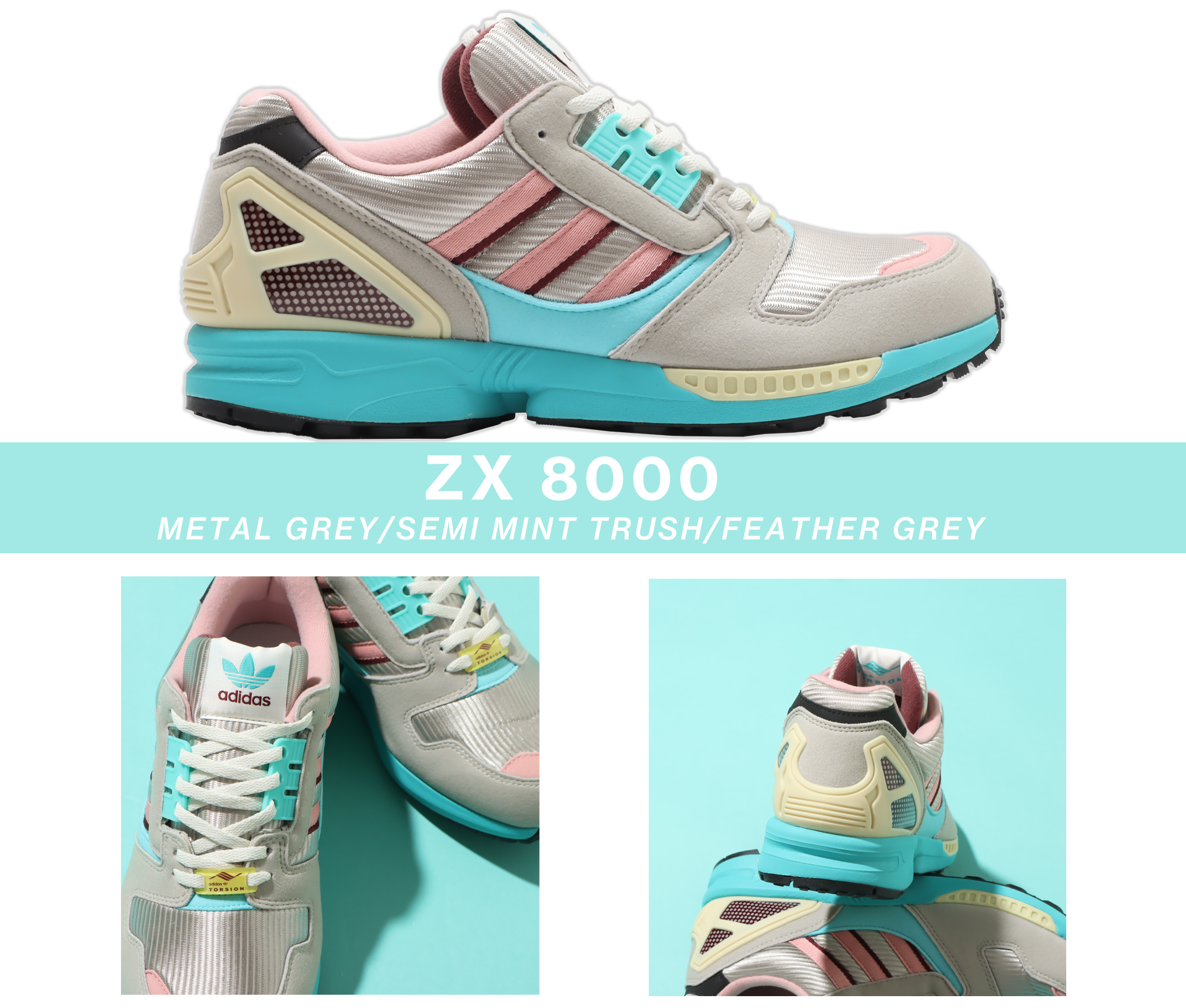 Adidas zx 8000 silver sale