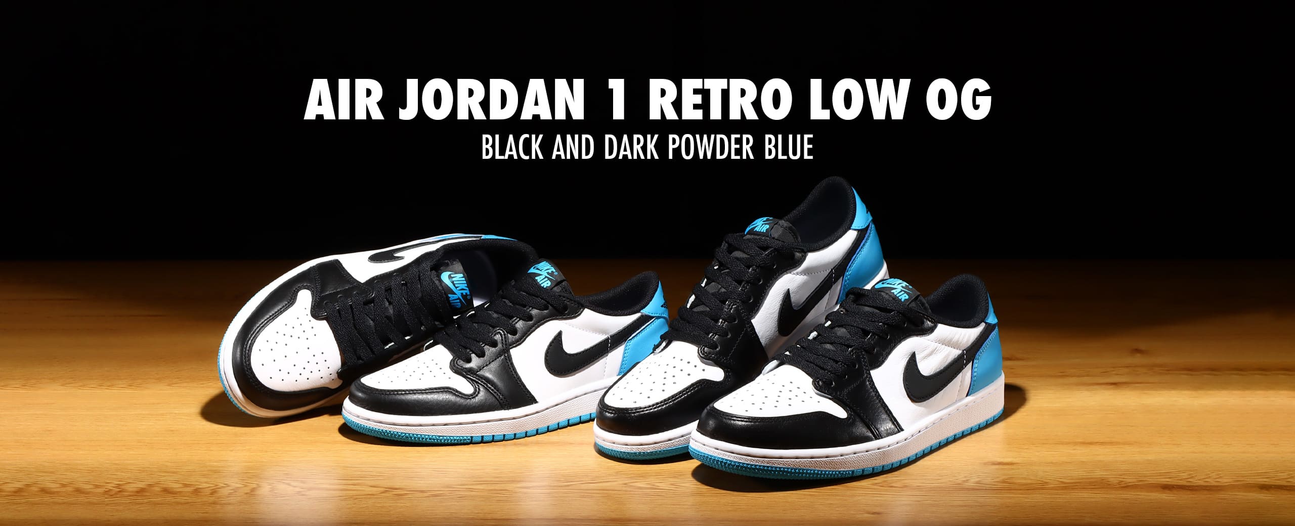 "AIR JORDAN 1 RETRO LOW OG "BLACK AND DARK POWDER BLUE""