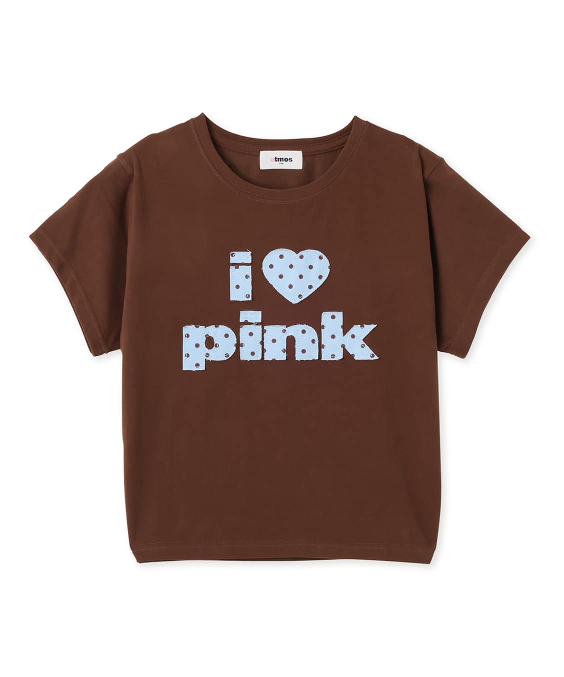 I Love pink Dot T-shirt BROWN