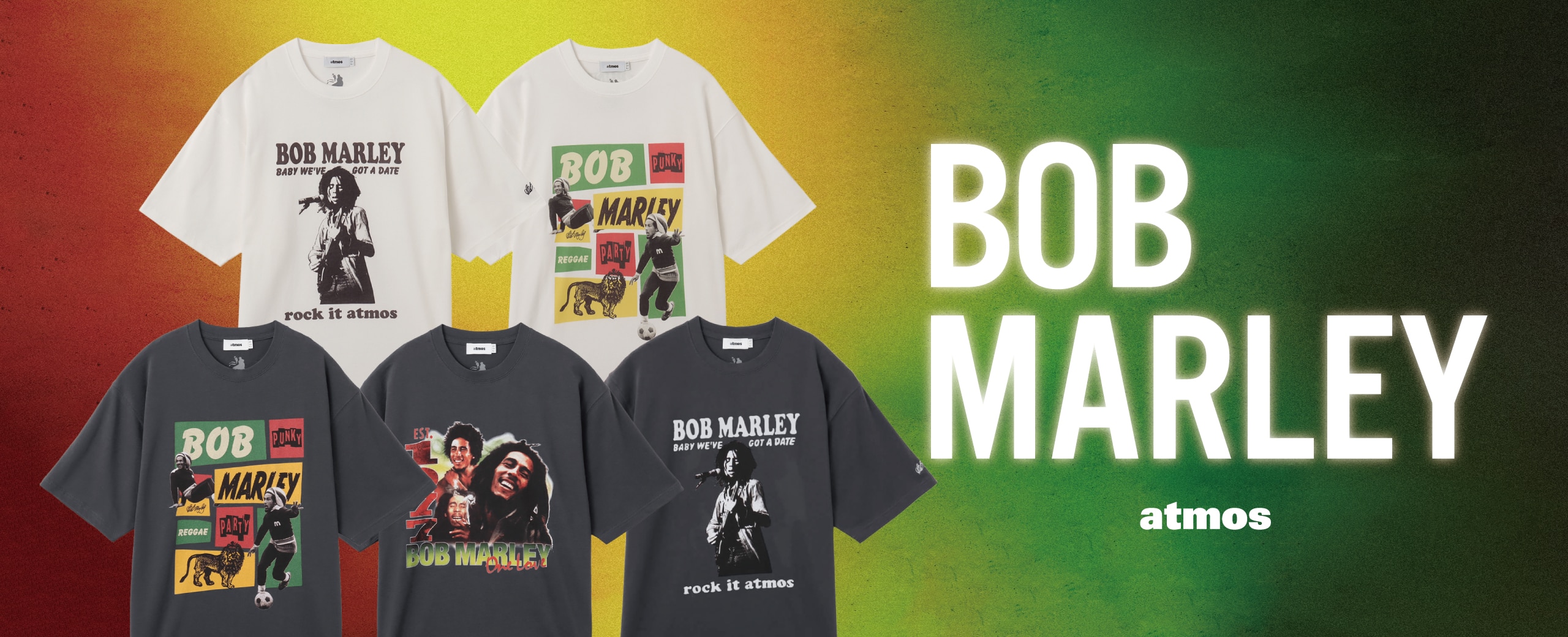 Bob Marley x atmos | 映画「ボブ・マーリー：ONE LOVE」公開記念コラボレーションTシャツ。