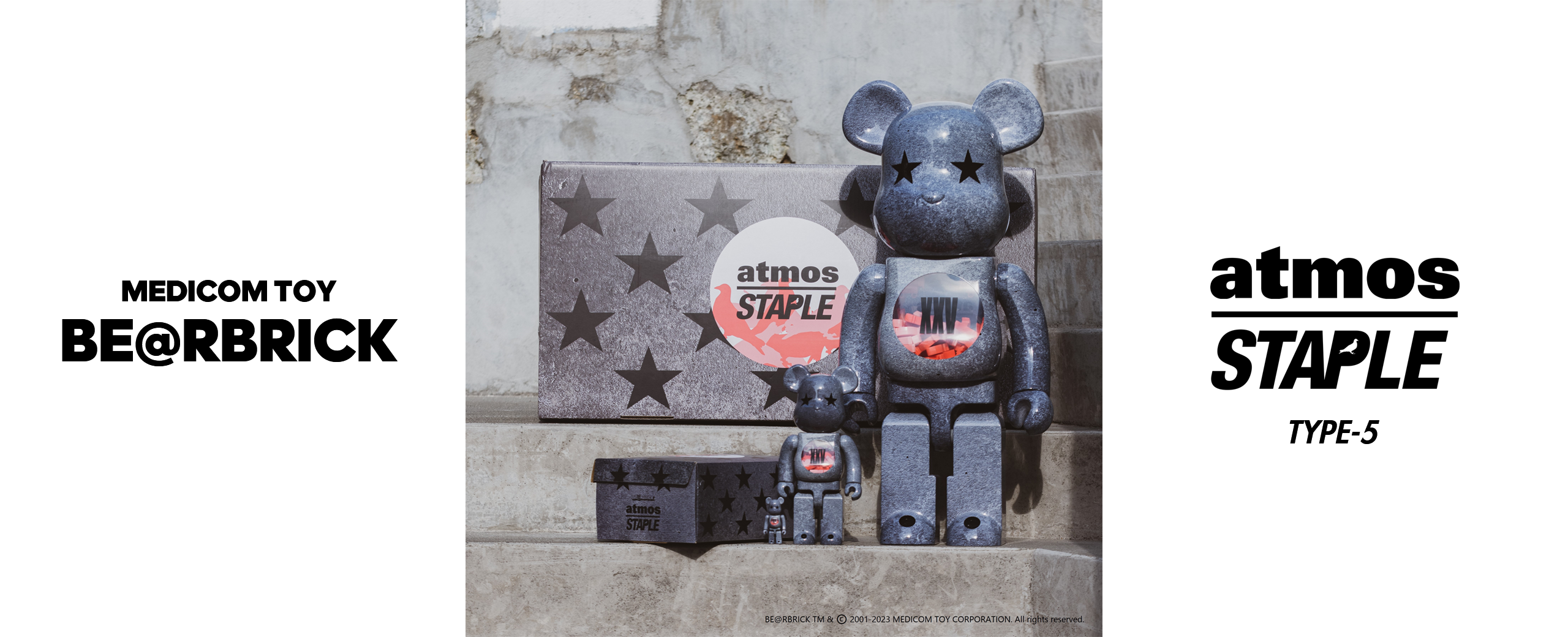 MEDICOM TOY BE@RBRICK atmos x STAPLE TYPE-5 100% & 400% 22FW-S