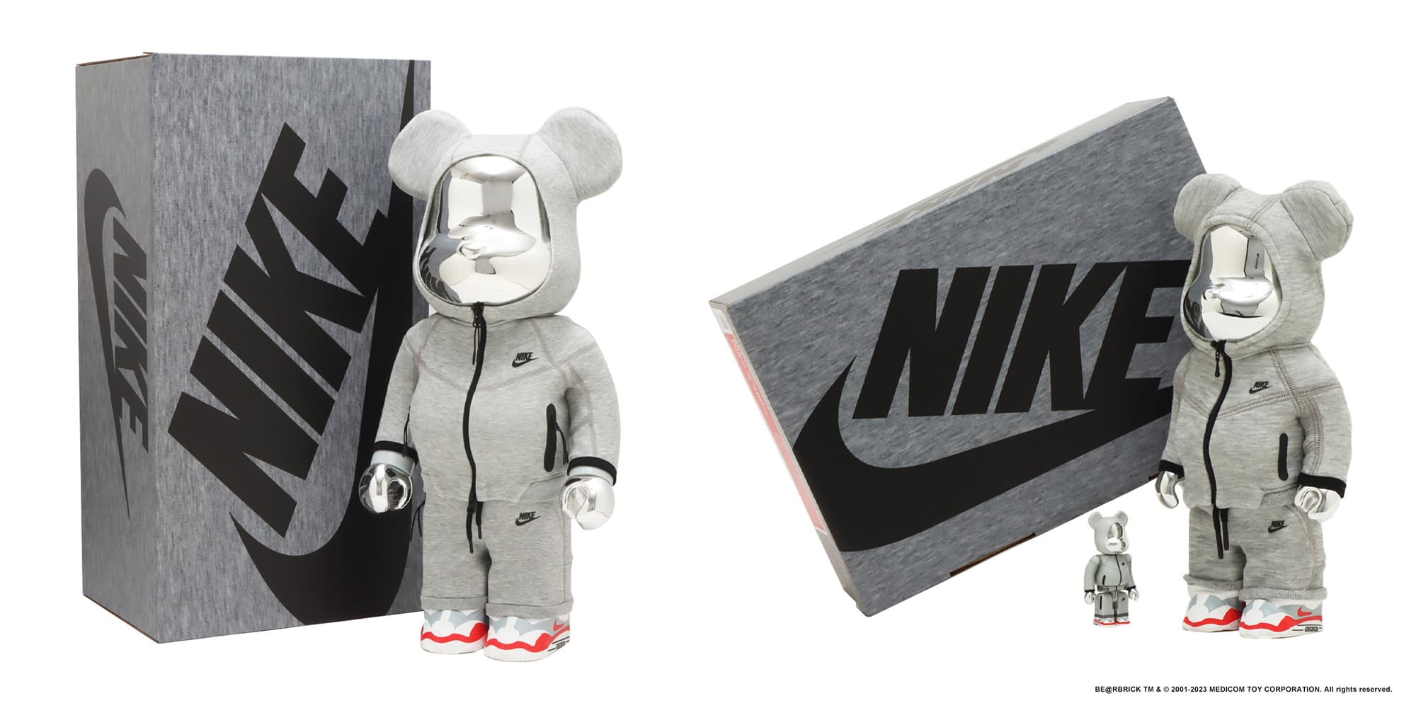 ベアブリック NIKE TECH FLEECE N98 100％ & 400％全高約70mm280mm状態