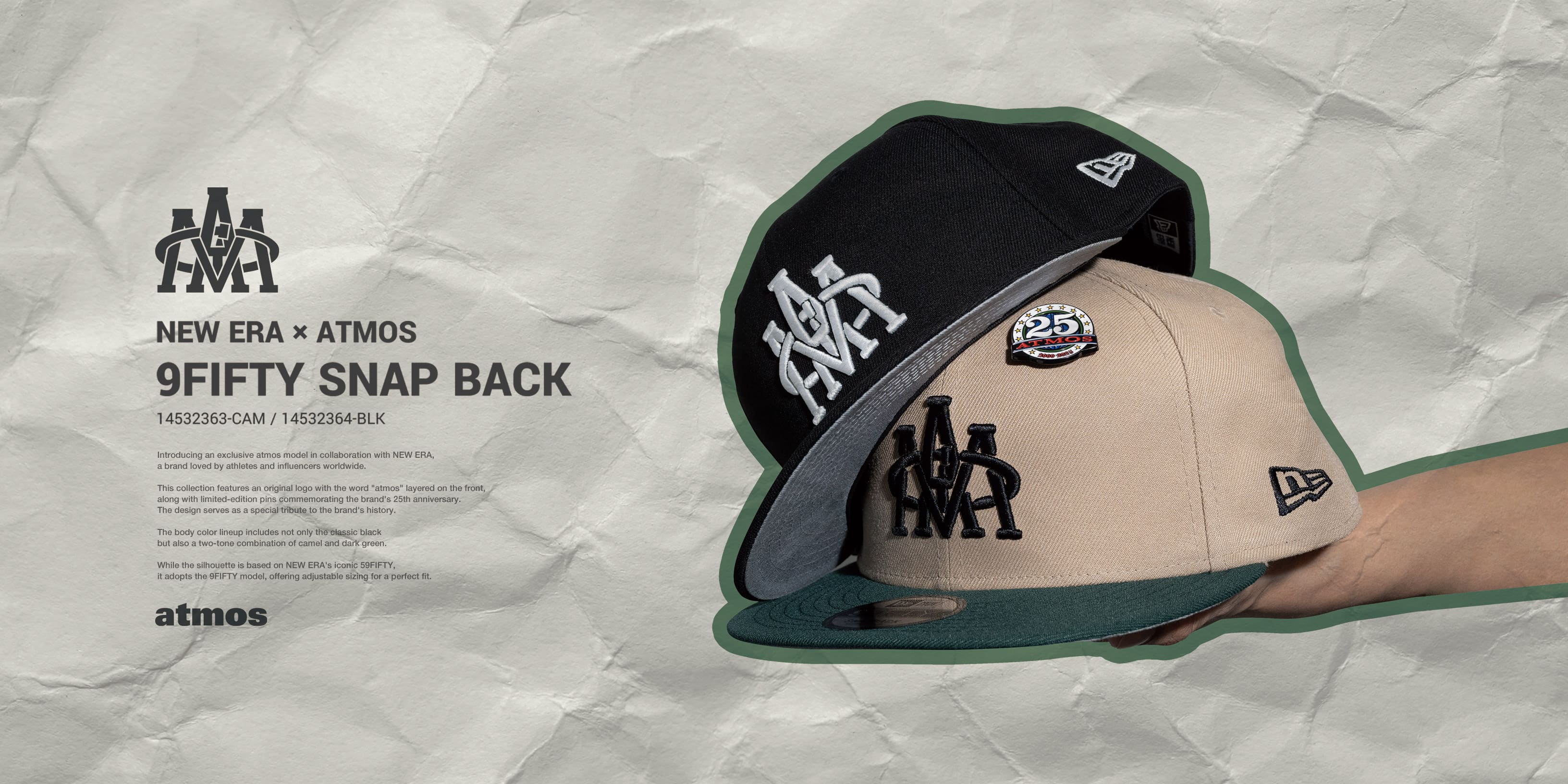 "NEW ERA x atmos 9FIFTY SNAP BACK"