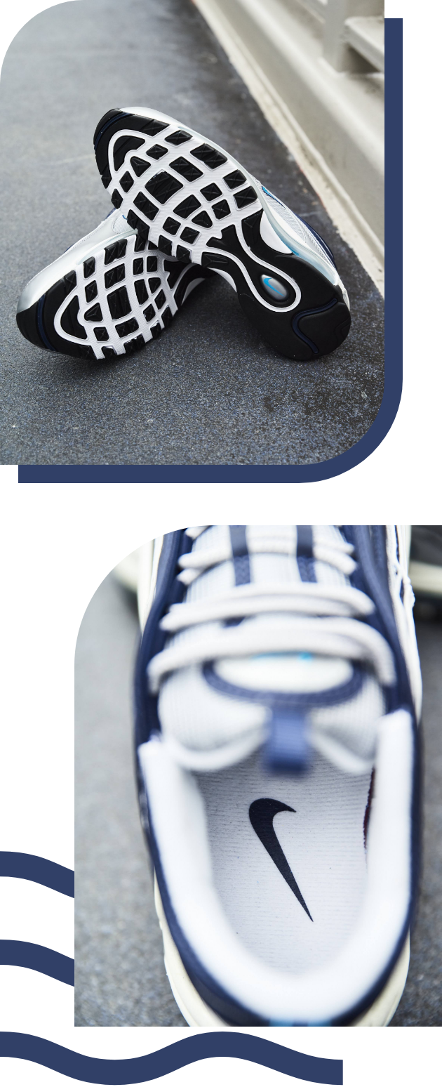 NIKE AIR MAX 97 OG “Metallic Silver/Chlorine Blue”|atmos