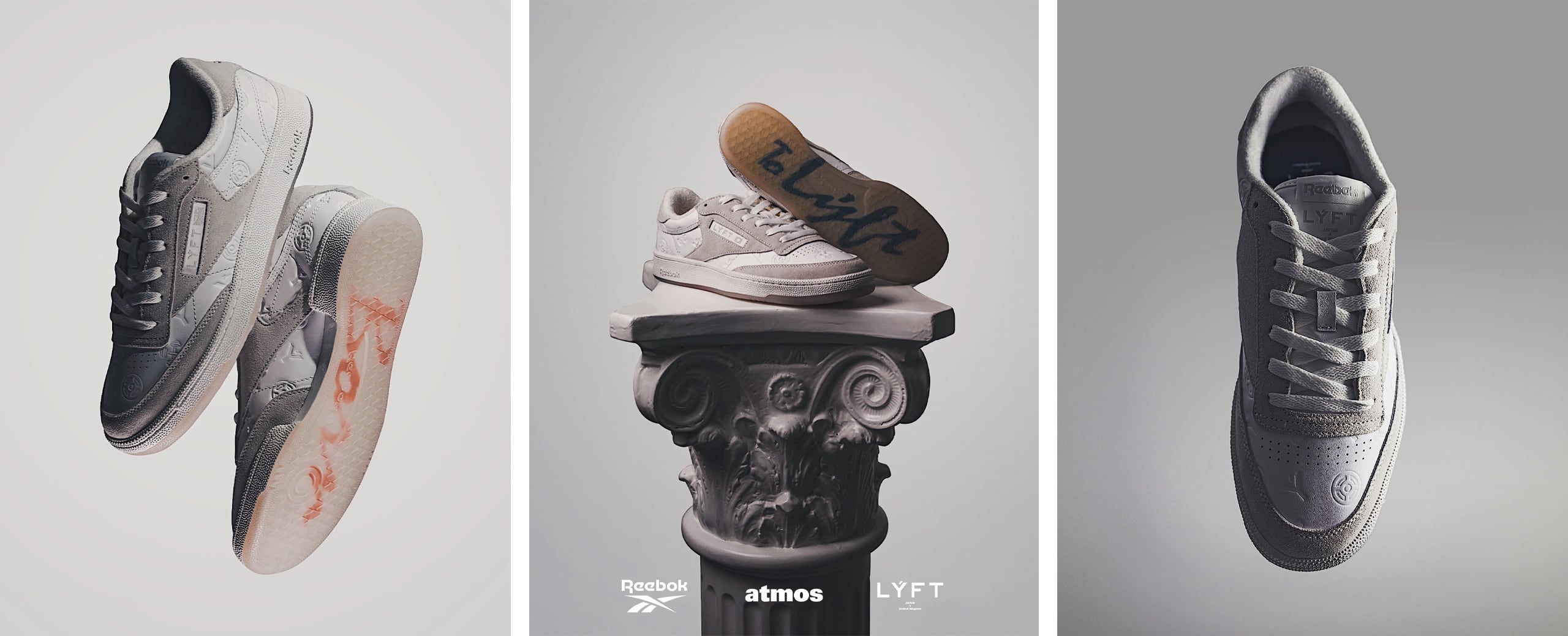 "Reebok × atmos × LÝFT  CLUB C VINTAGE 85"