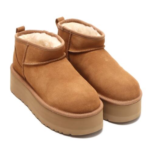 【販売在庫】ugg クラシックウルトラミニ プラットフォーム 厚底 チェスナット 25センチ 靴