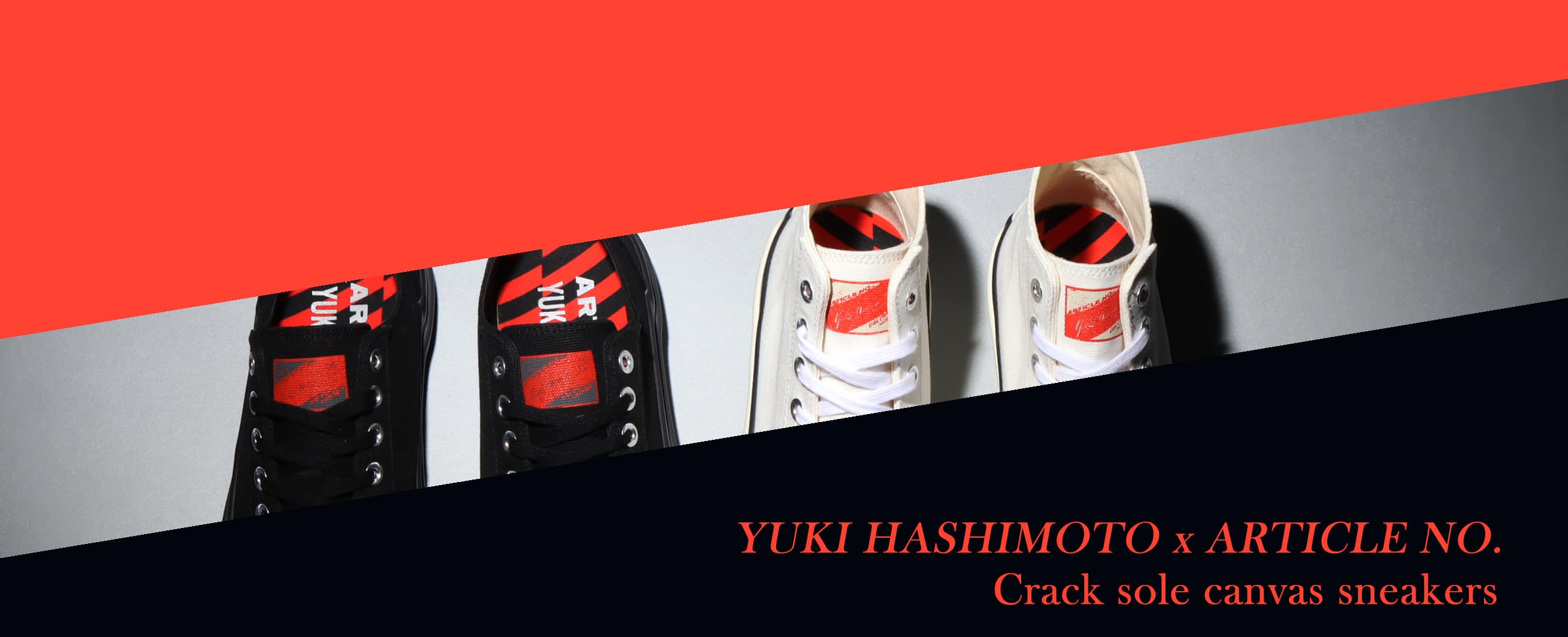 "YUKI HASIMOTO × ARTICLE NO. CRACK SOLE CANVAS SNEAKERS"