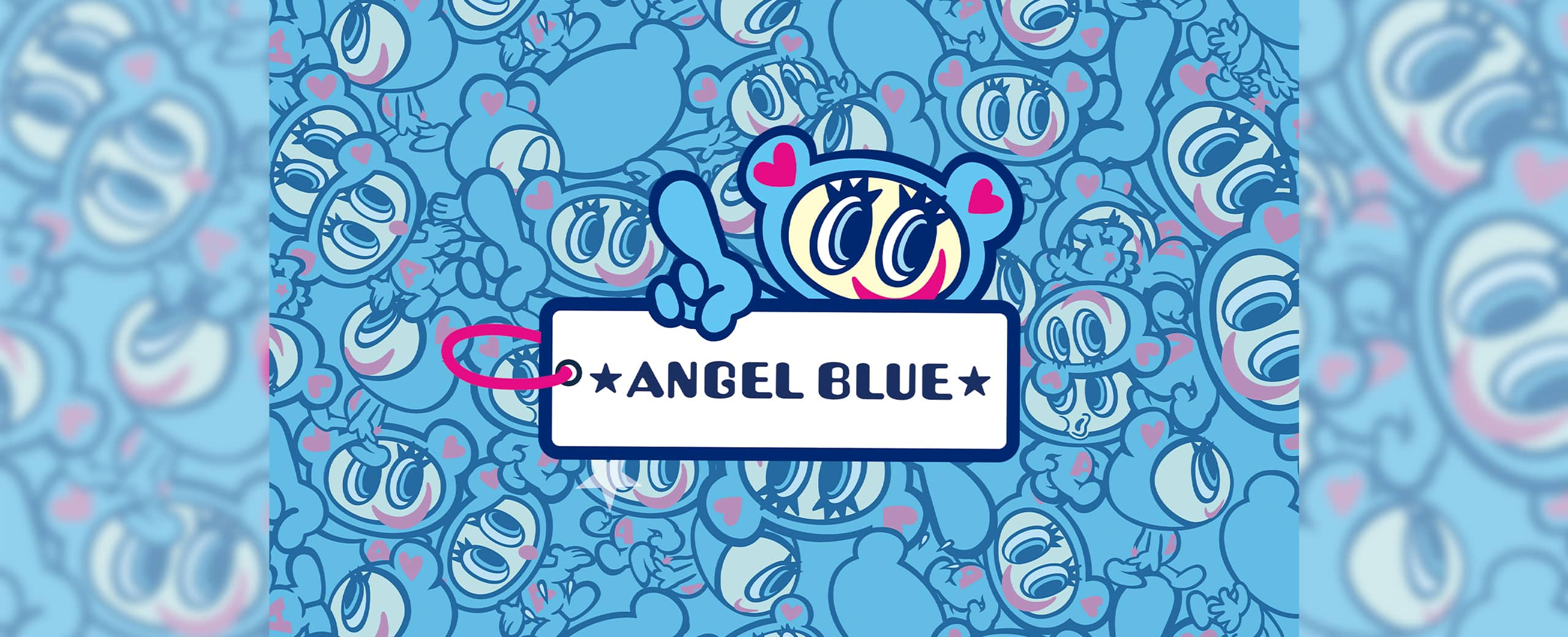 atmos pink × ANGEL BLUE アーカイブロゴロンT BLUE