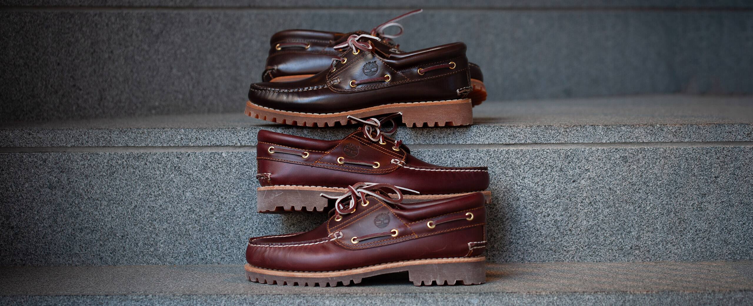 "Timberland ICON 3-Eye Classic Lug | 手縫いで仕上げたティンバーランドの伝統的なモカシンシューズ。"