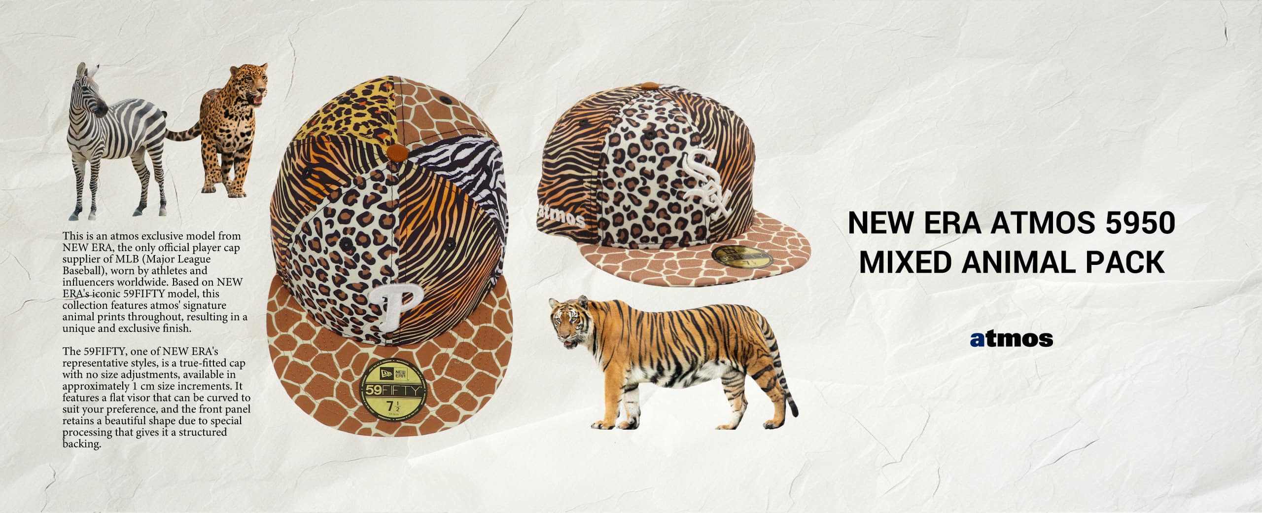 "NEW ERA x MLB x atmos Mixed Animal Collection | アニマルパターンをコラージュしたエクスクルーシブモデル。"