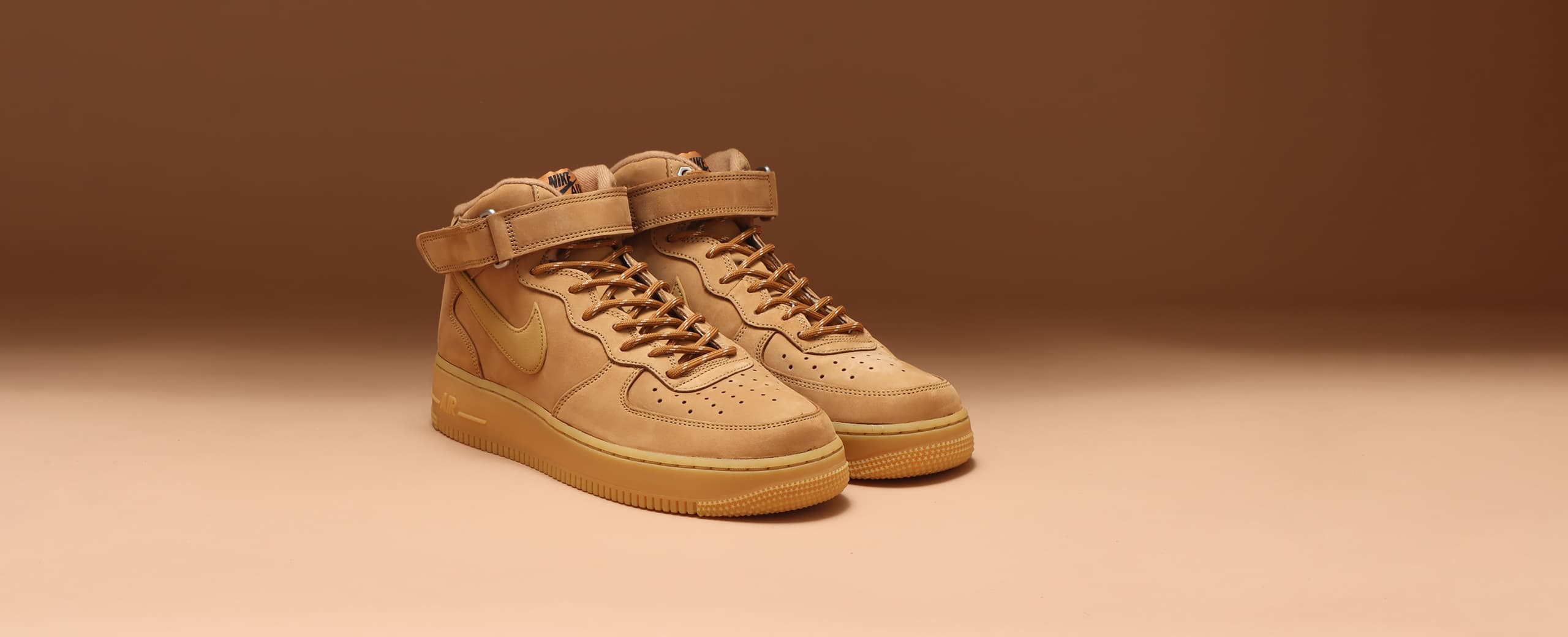 NIKE AIR FORCE 1 MID '07 WB FLAX/WHEAT-GUM LIGHT BROWN-BLACK