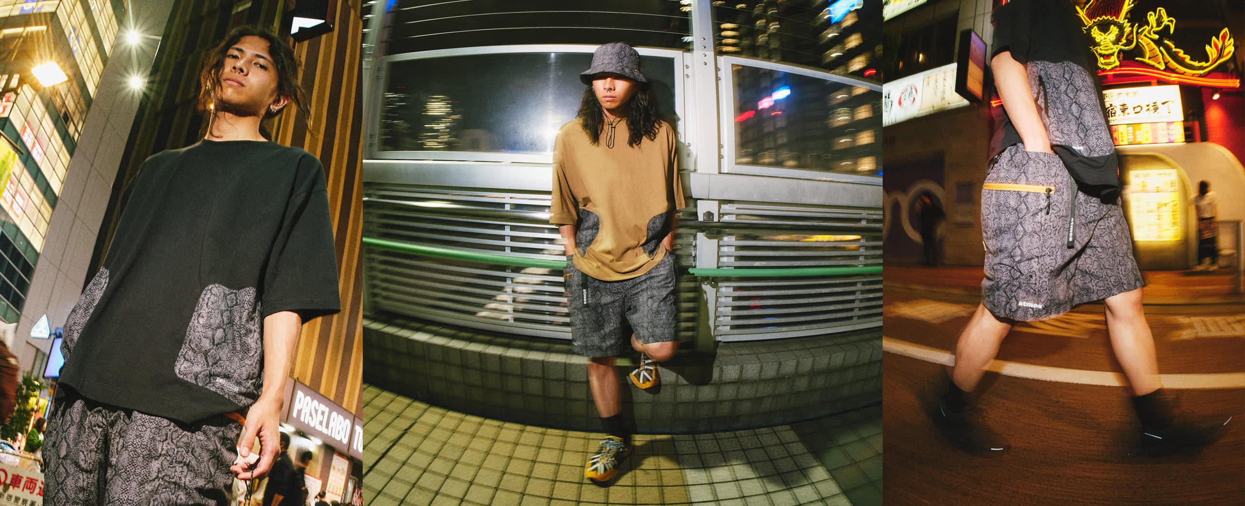 GRIP SWANY × atmos GEAR BUGGY SHORTS PYTHON GREY 23SU-I