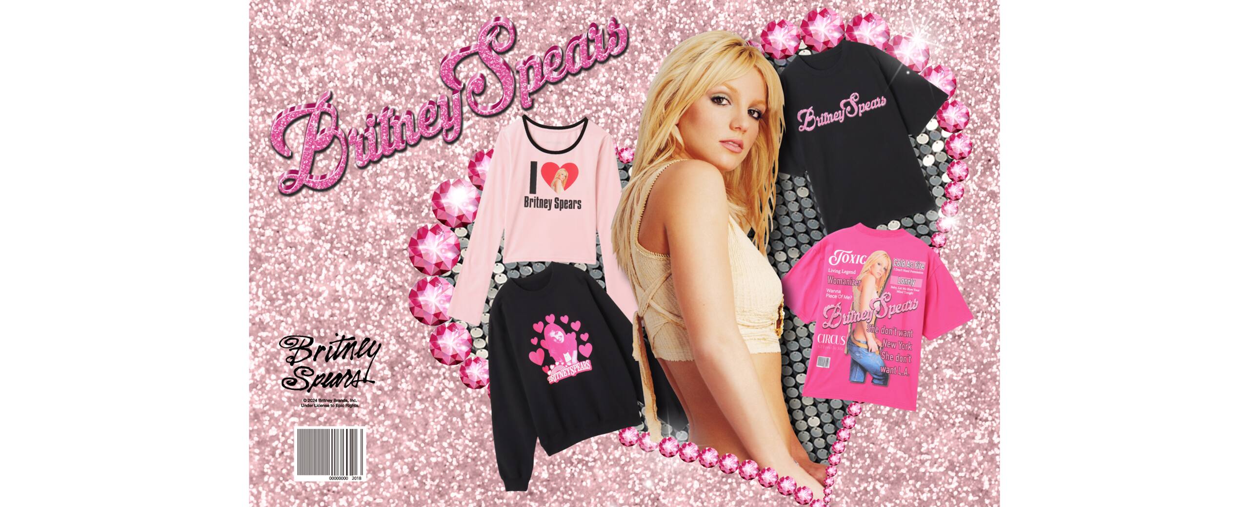 atmos pink x Britney Spears Heart Logo Sweat Shirt BLACK