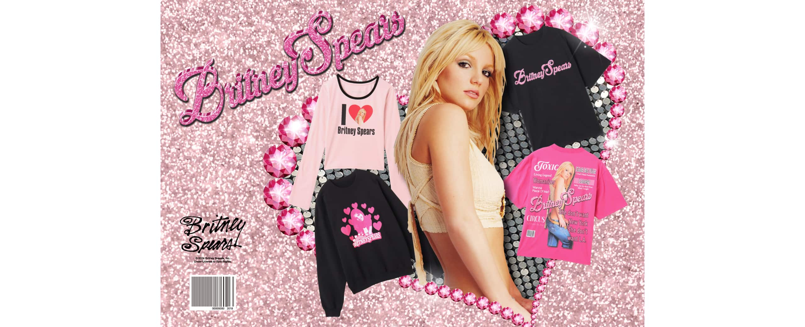 atmos pink x Britney Spears Magazine Cover Print T-Shirt (WHITE)