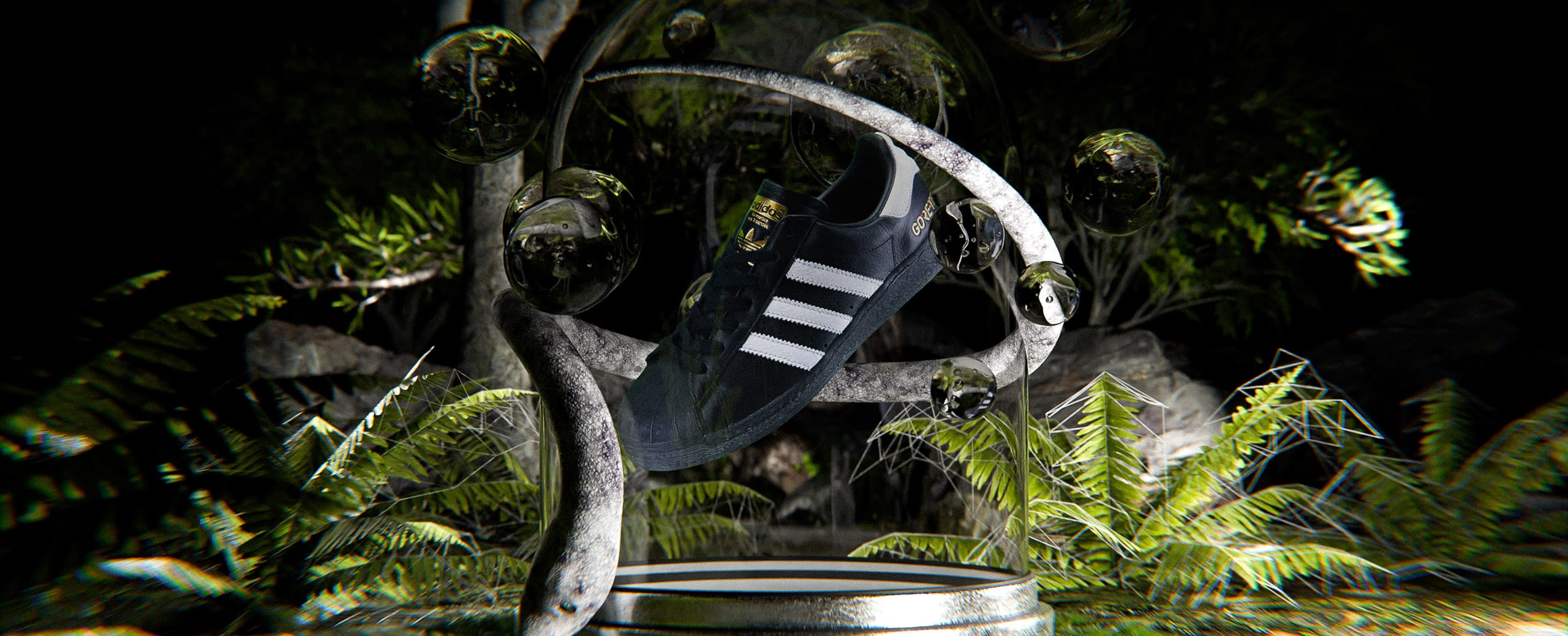 adidas SUPERSTAR GTX atmos G-SNK CBLACK/FTWWHT/GOLDMT