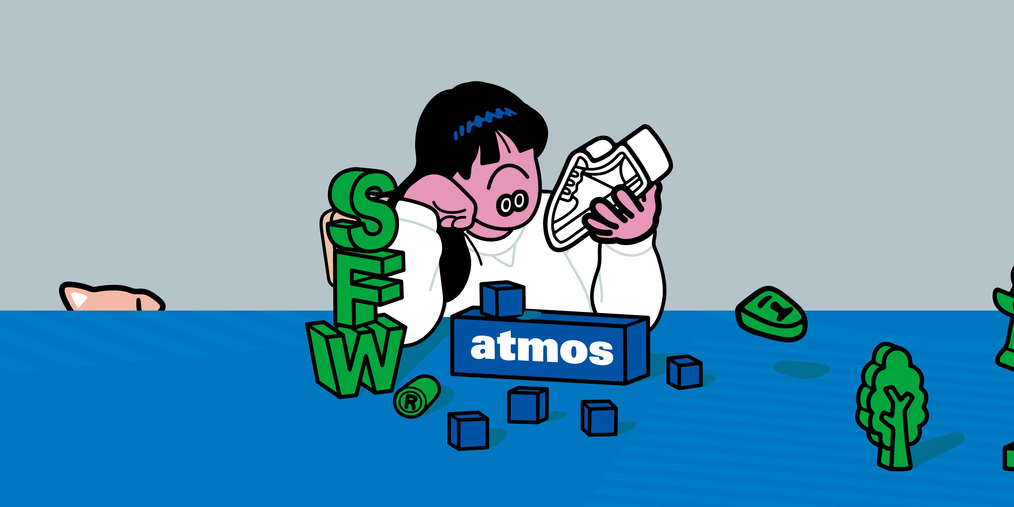 SFW x FACE OKA x atmos T-shirt