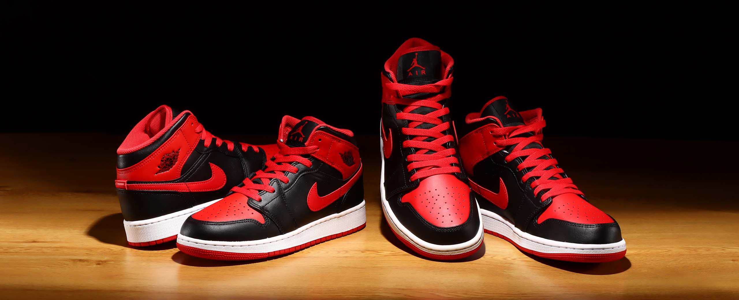 JORDAN BRAND AIR JORDAN 1 MID (GS) BLACK/FIRE RED-WHITE 23SU-I