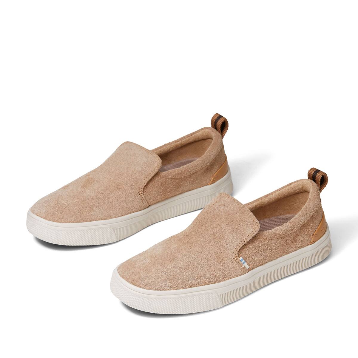 TOMS TRVL LITE SLIP-ON Desert Tan Shaggy Suede 21FA-Iの画像