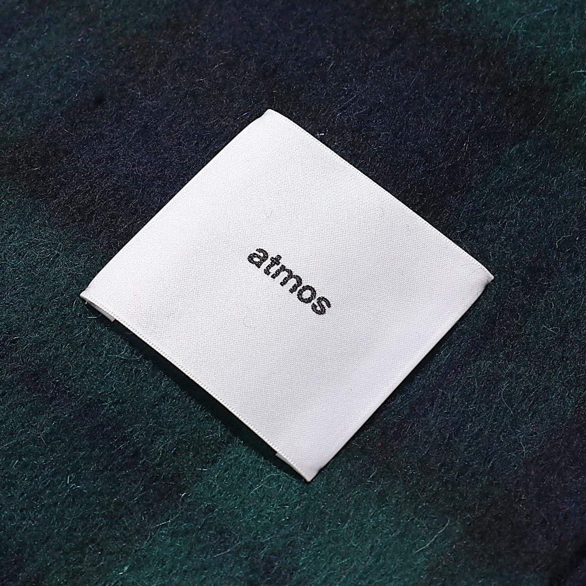 atmos pink カシミヤ ブレンド チェック ストール BLACK CHECKの画像