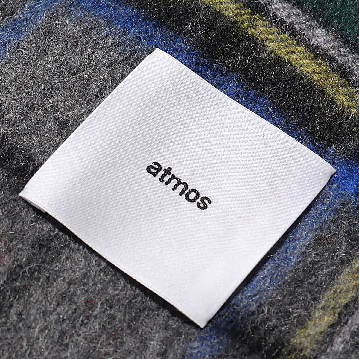 atmos pink カシミヤ ブレンド チェック ストール GRAY CHECKの画像
