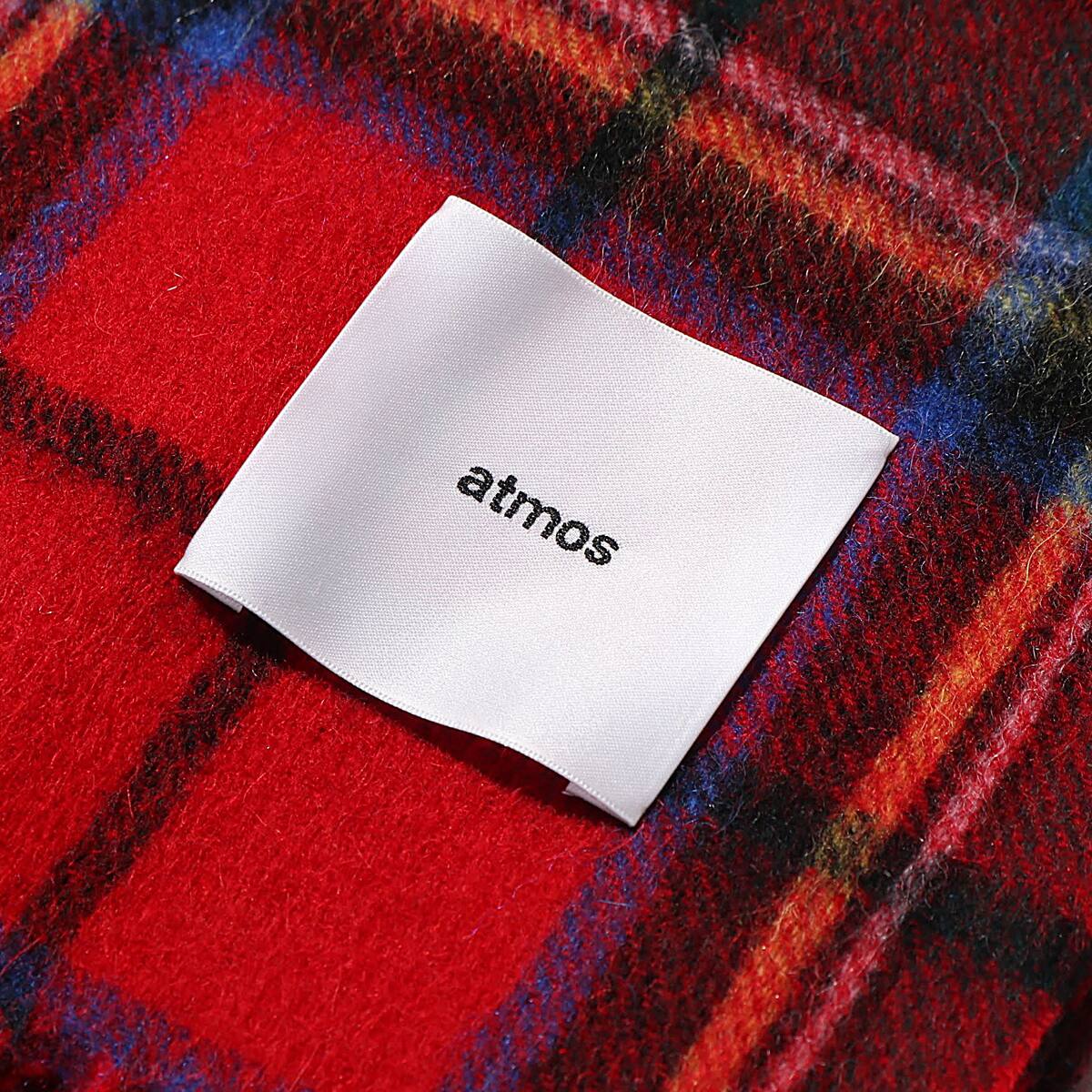 atmos pink カシミヤ ブレンド チェック ストール RED CHECKの画像