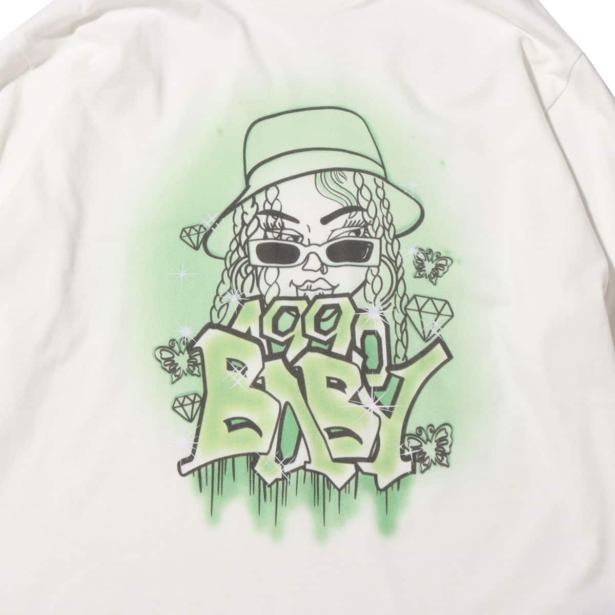 RIEHATA × atmos pink グラフィックアート ロンT WHITEの画像