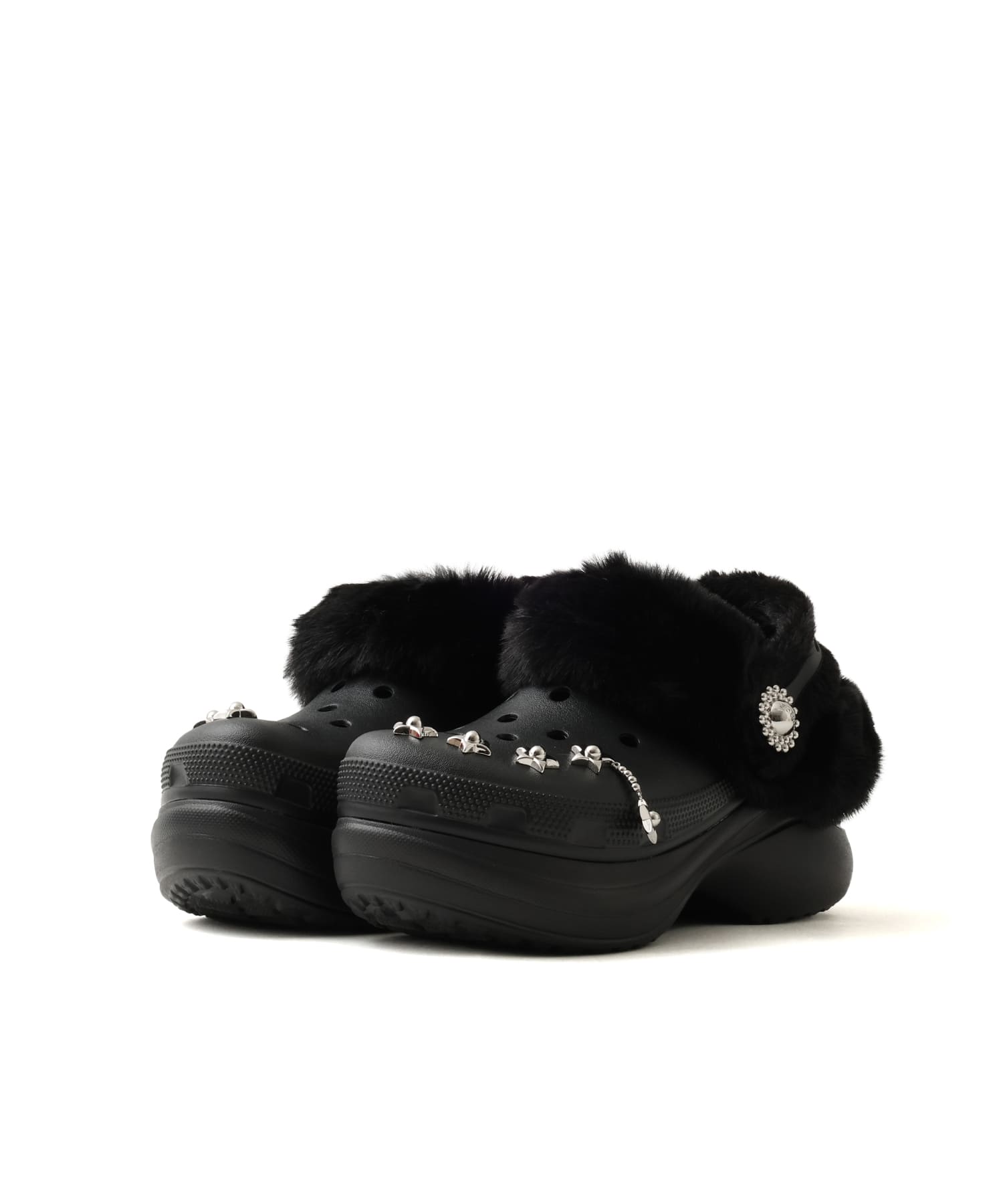crocs Bae Lined Metal Minis Clog Blackの画像
