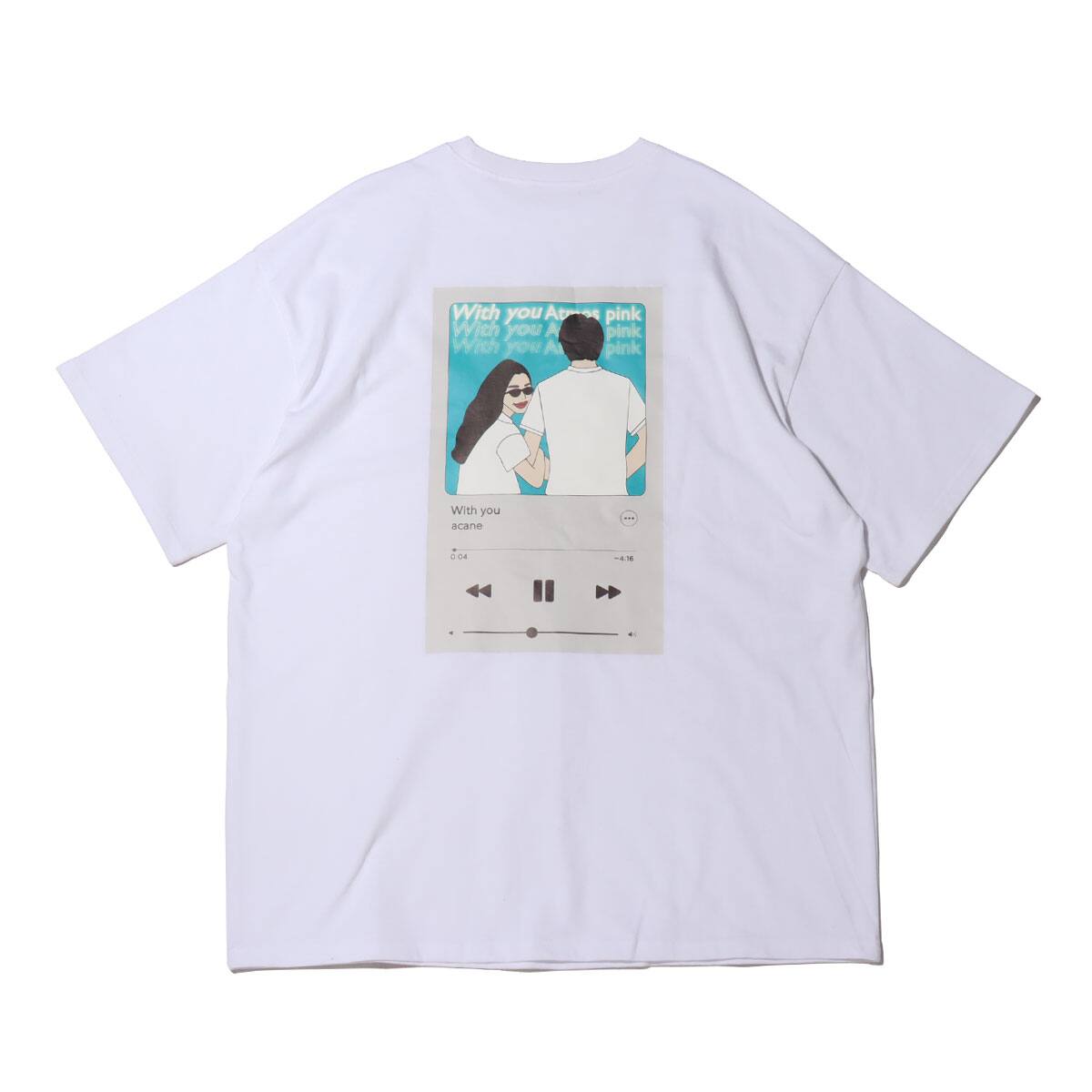 acane × atmos pink オリジナル グラフィック TEE WHITEの画像