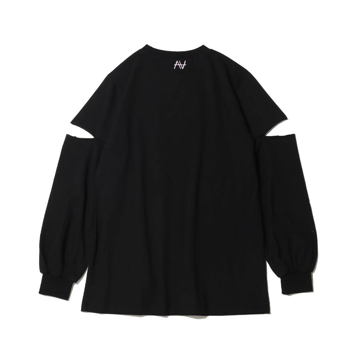 acane × atmos pink ロゴ カッティング ロンT BLACKの画像