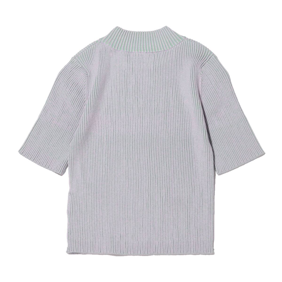 atmos pink ハイネック 半袖 バイカラー リブニット TP PURPLEの画像