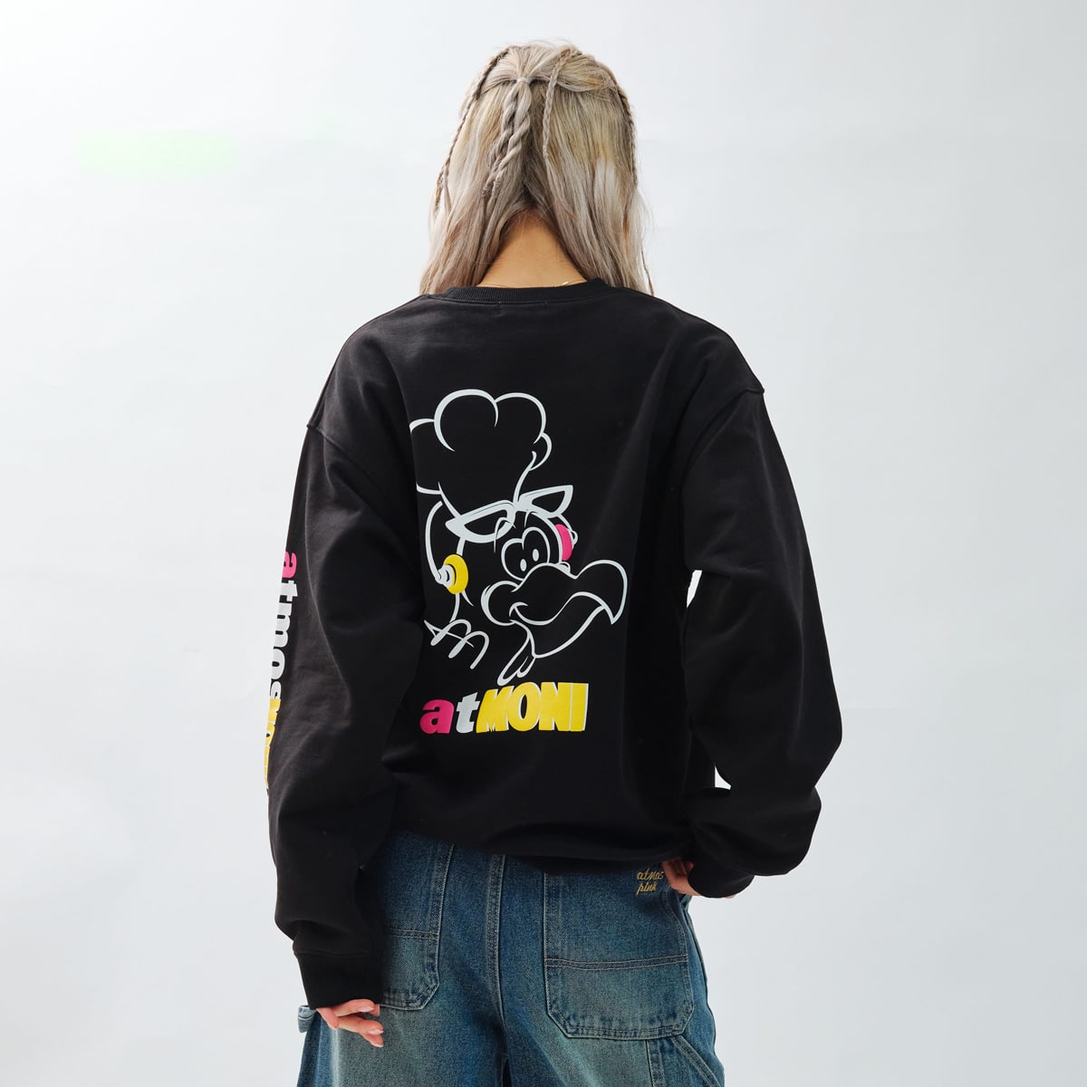 atmos pink x MONICHIKI HOUSE ATMONI CHICKEN SW TOPS BLACKの画像