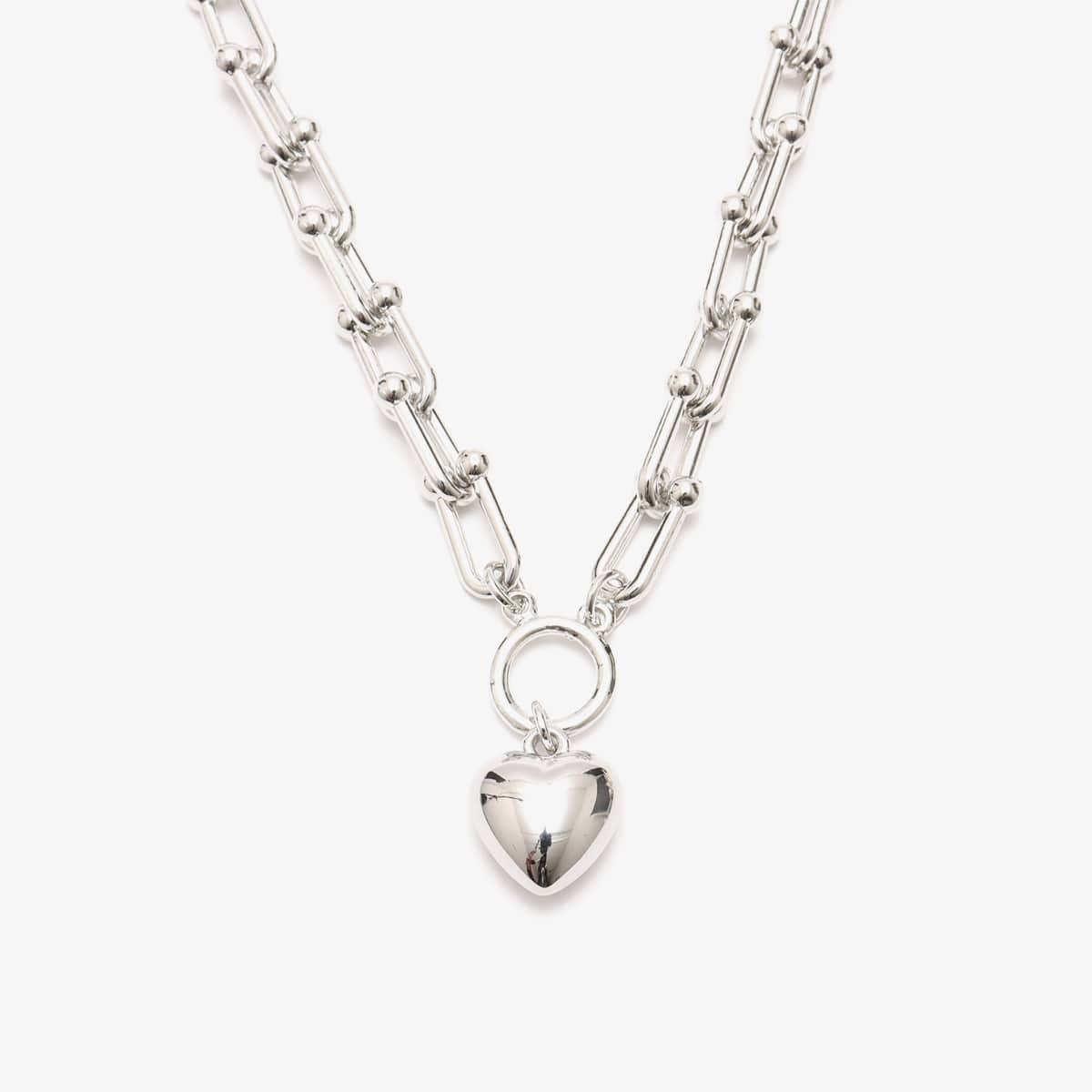 atmos pink Heart Chain Necklace SILVERの画像