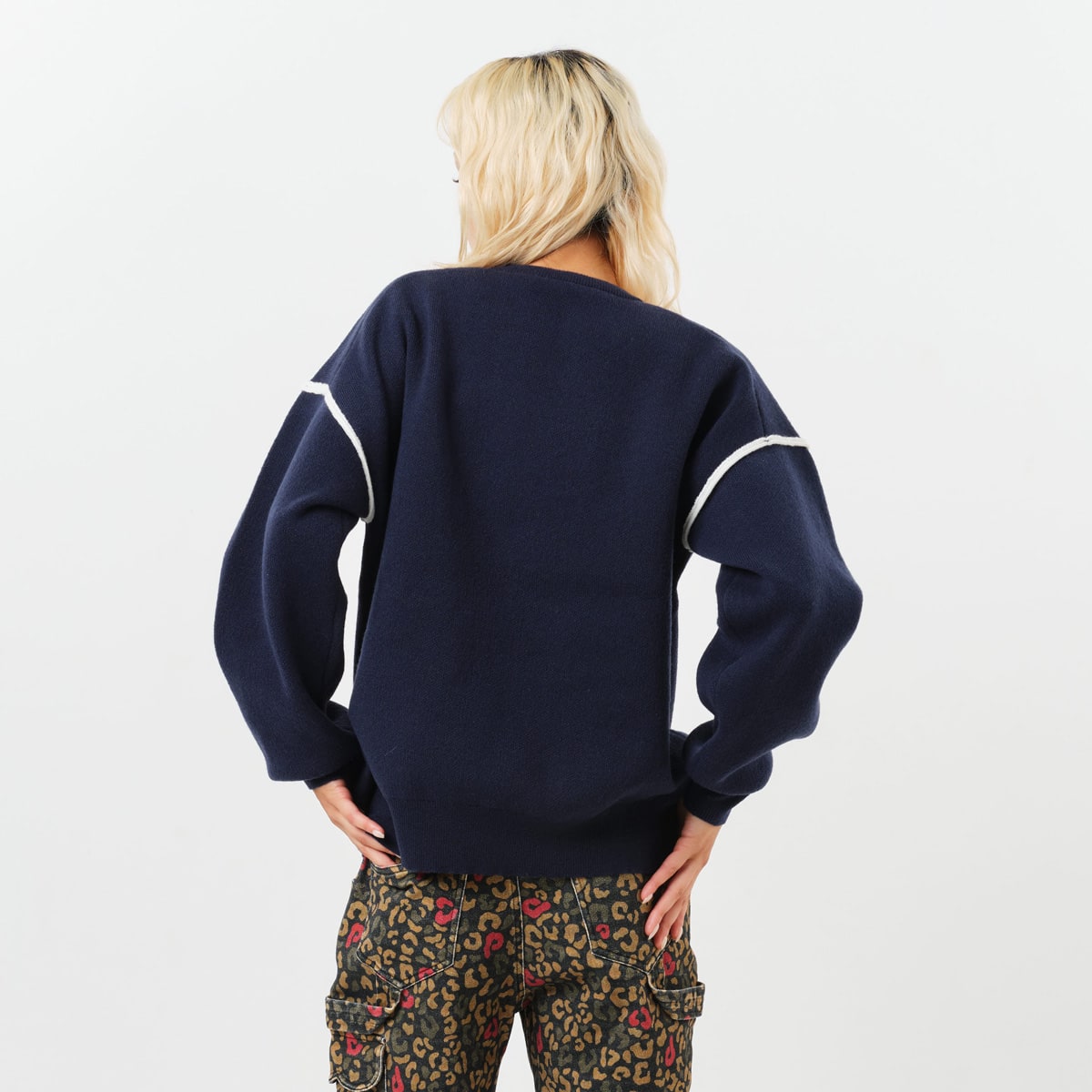 atmos pink Logo Knit Top NAVY の画像