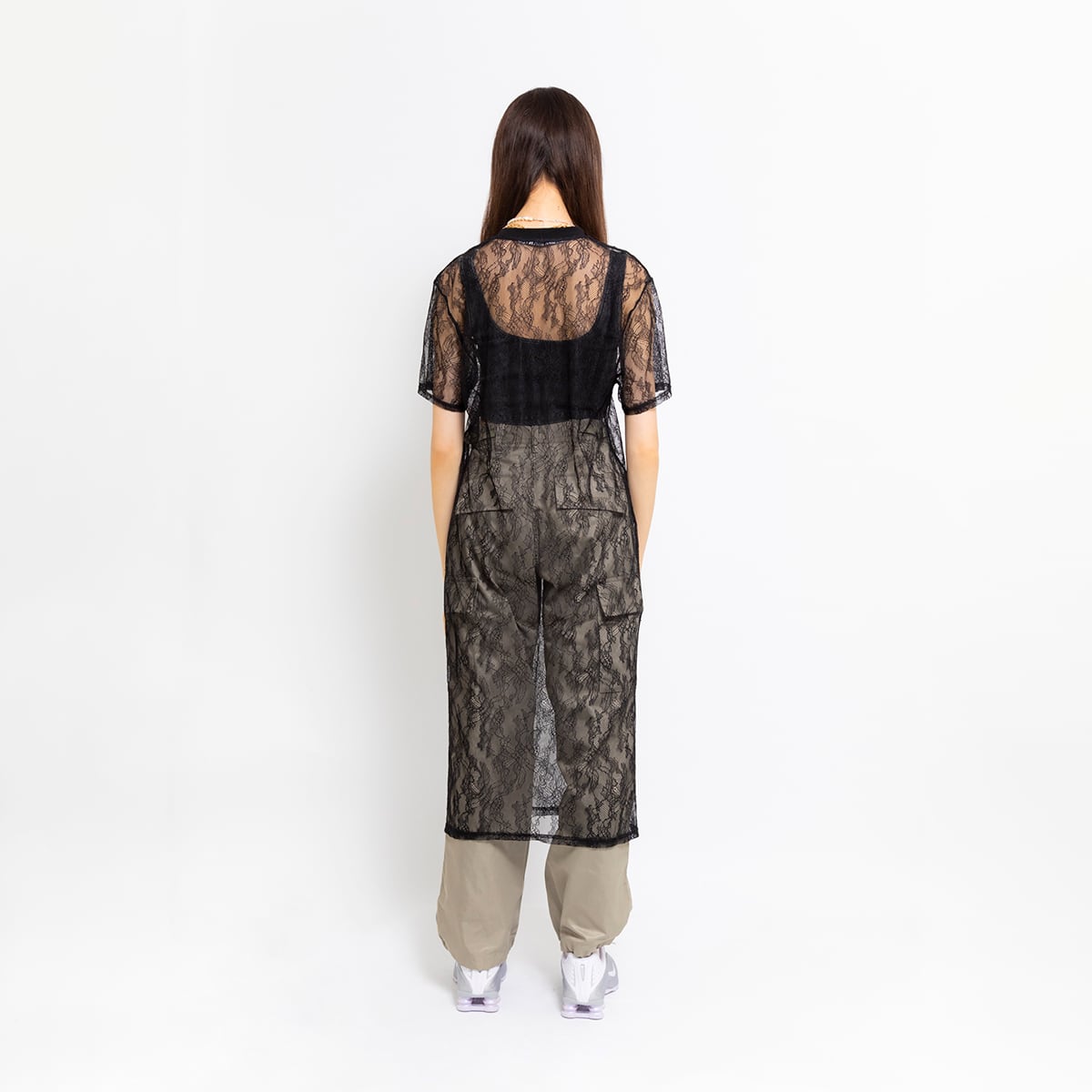 ANNA SUI NYC ボタニカルモチーフ レース ロングドレス BLACKの画像