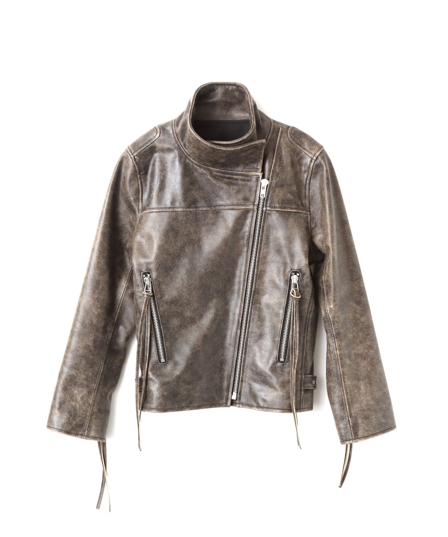 atmos pink Distressed Leather Jacket BROWN（アトモス ピンク