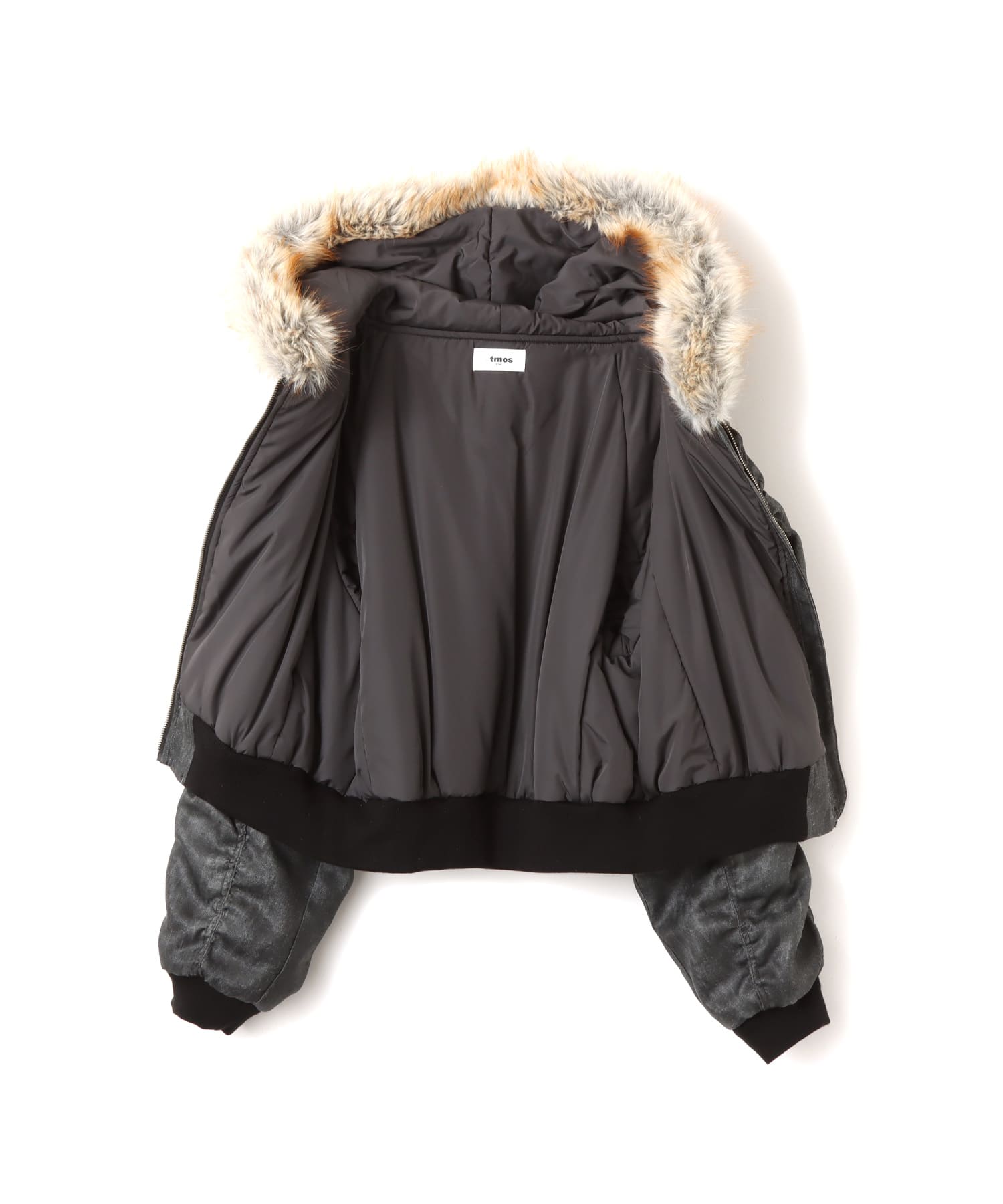 atmos pink Faux Fur Hooded Jacket BLACKの画像