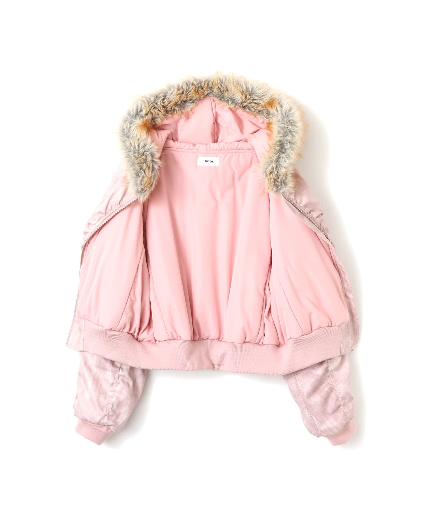 atmos pink Faux Fur Hooded Jacket PINKの画像