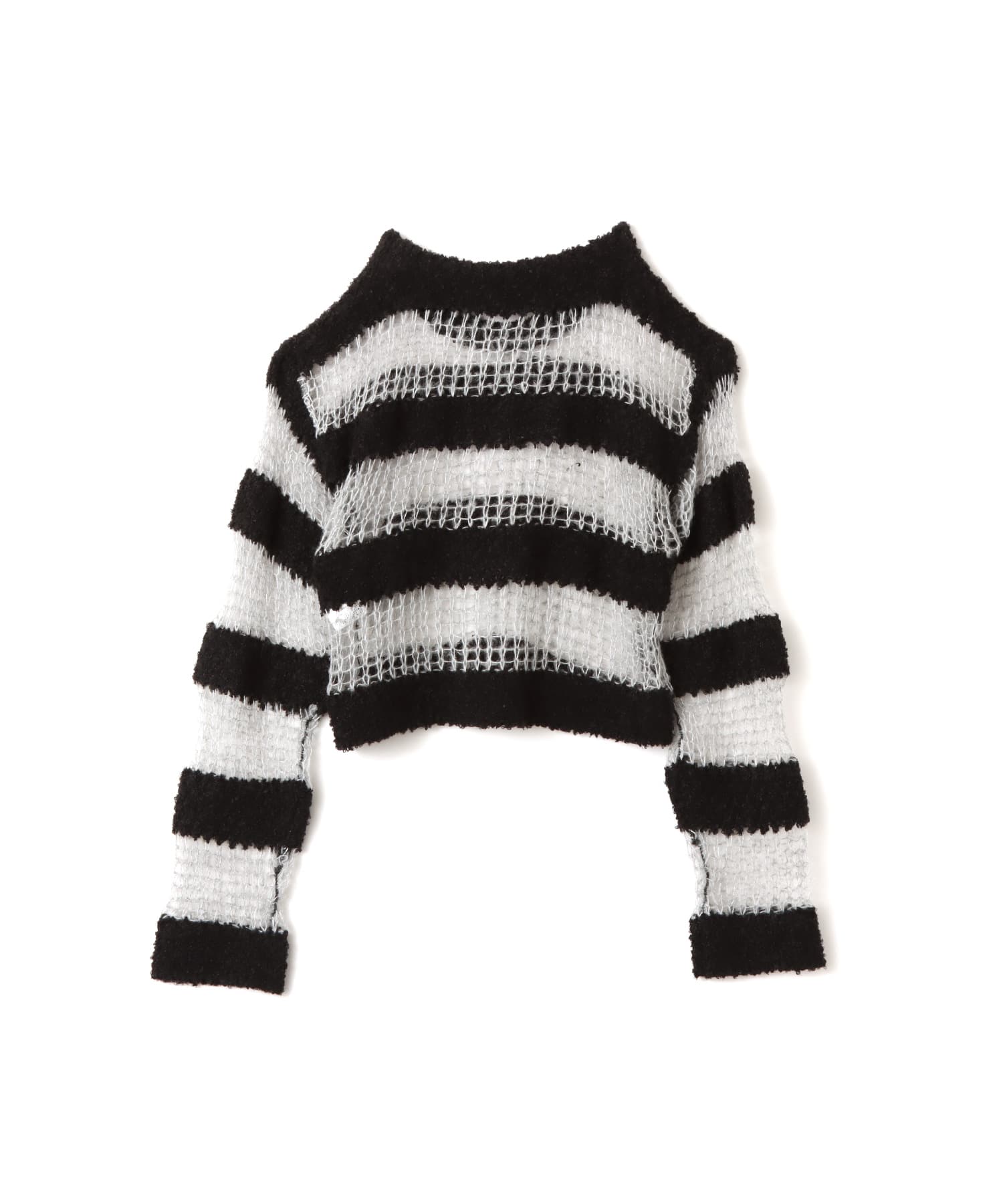 atmos pink Border Knit Top BLACKの画像