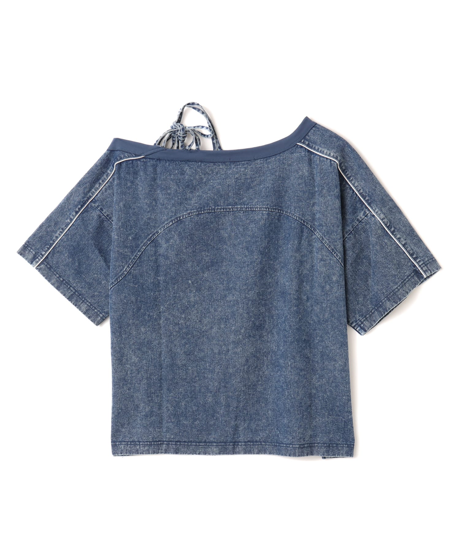 atmos pink Off Shoulder Football T-shirt BLUEの画像