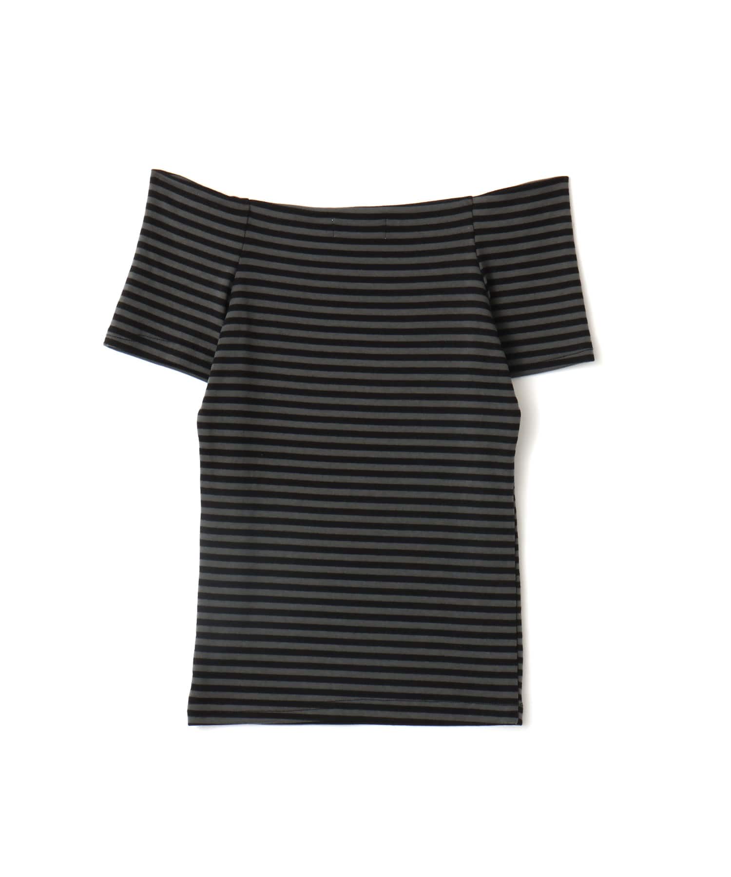 atmos pink Border Off-Shoulder T-shirt CHARCOALの画像