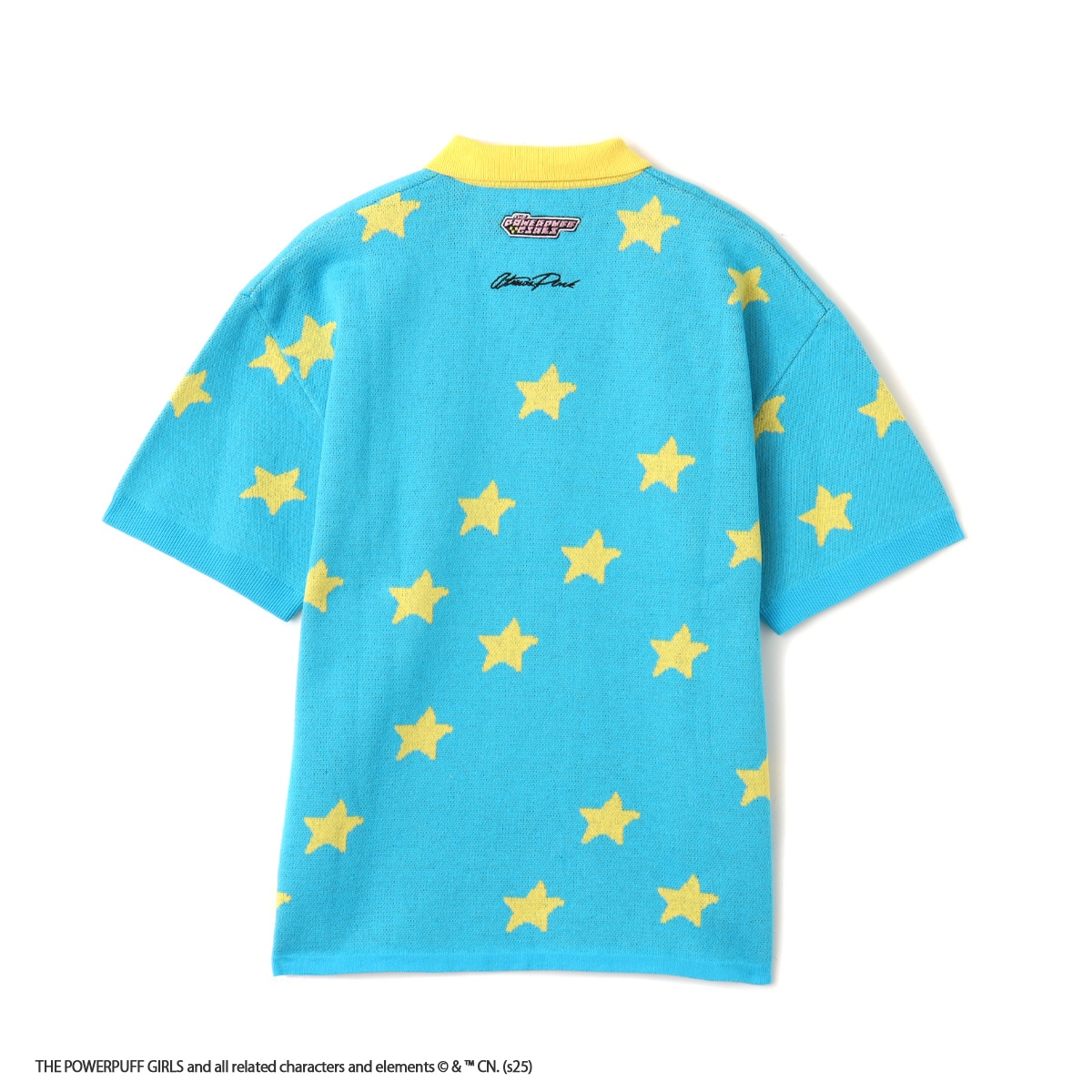 The Powerpuff Girls X atmos pink Jacquard Knit Polo Shirt BLUEの画像