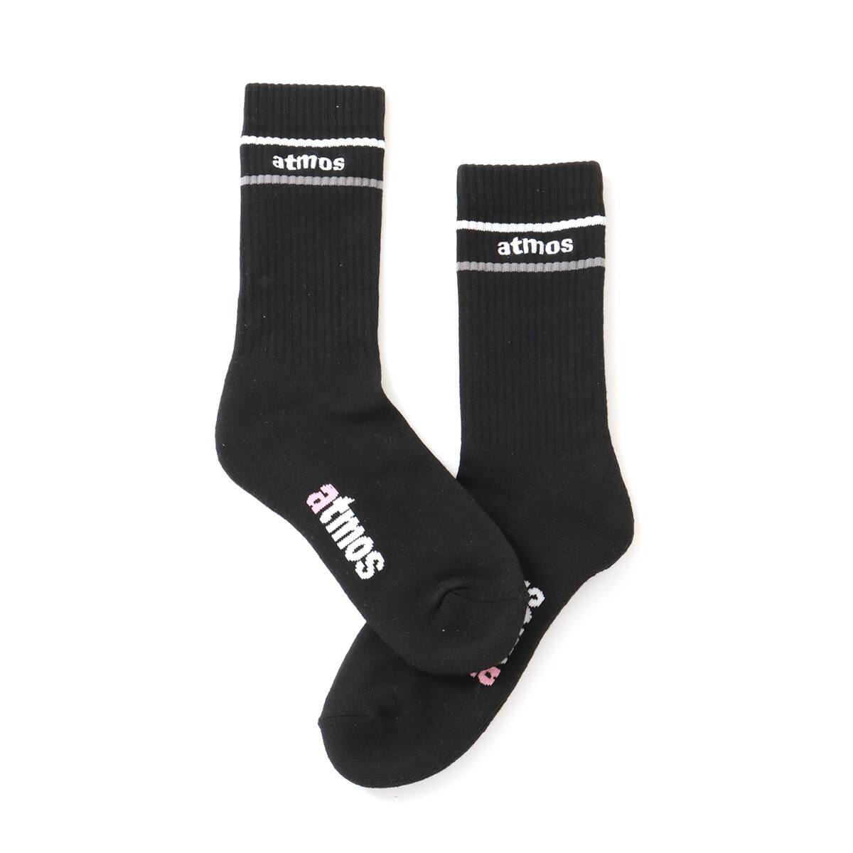 atmos pink Classic Embroidery Logo Line Socks BLACKの画像