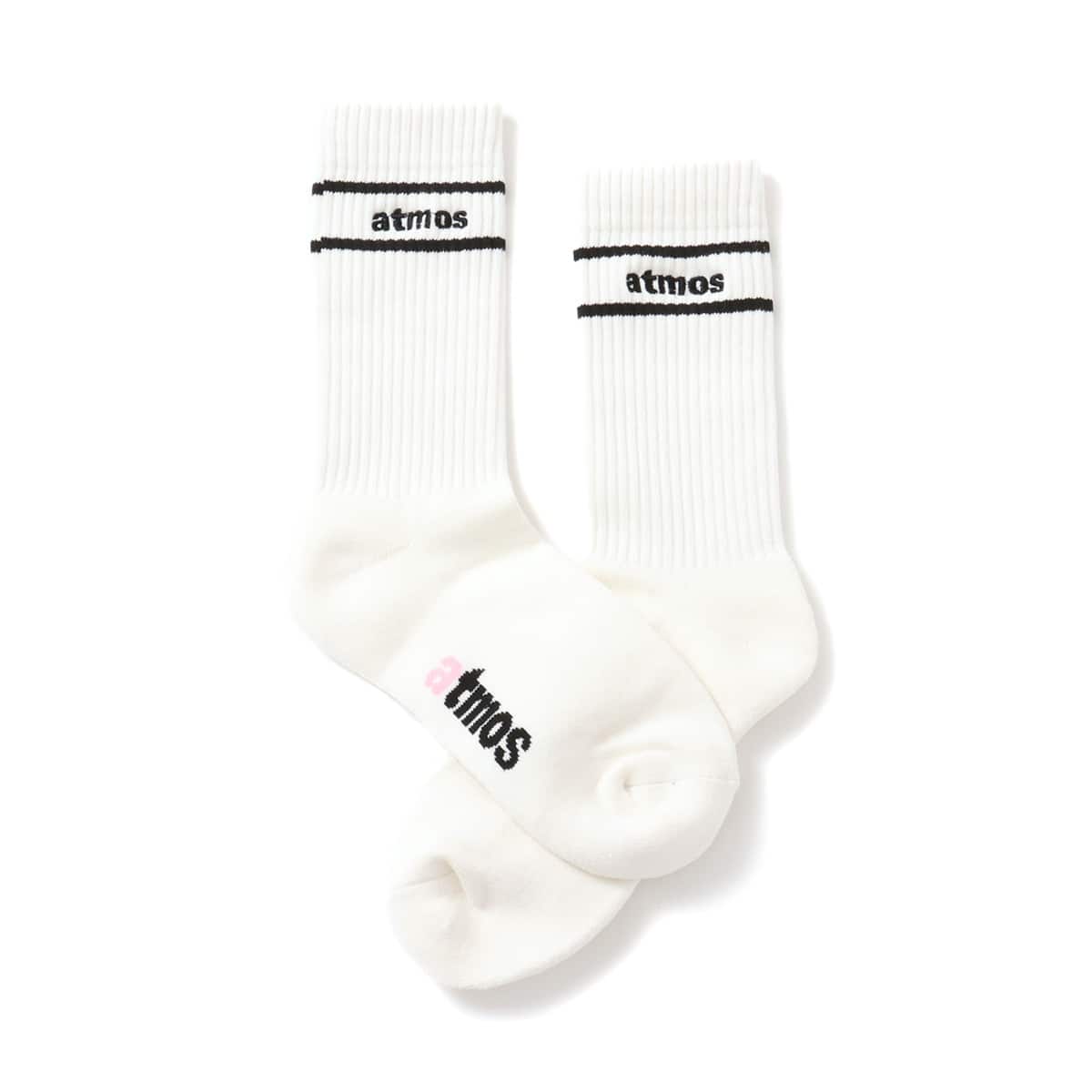 atmos pink Classic Embroidery Logo Line Socks WHITEの画像