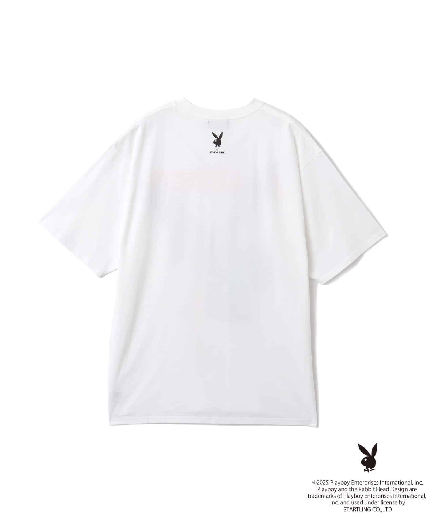 PLAYBOY x atmos pink Big T-shirt WHITE X BLUEの画像