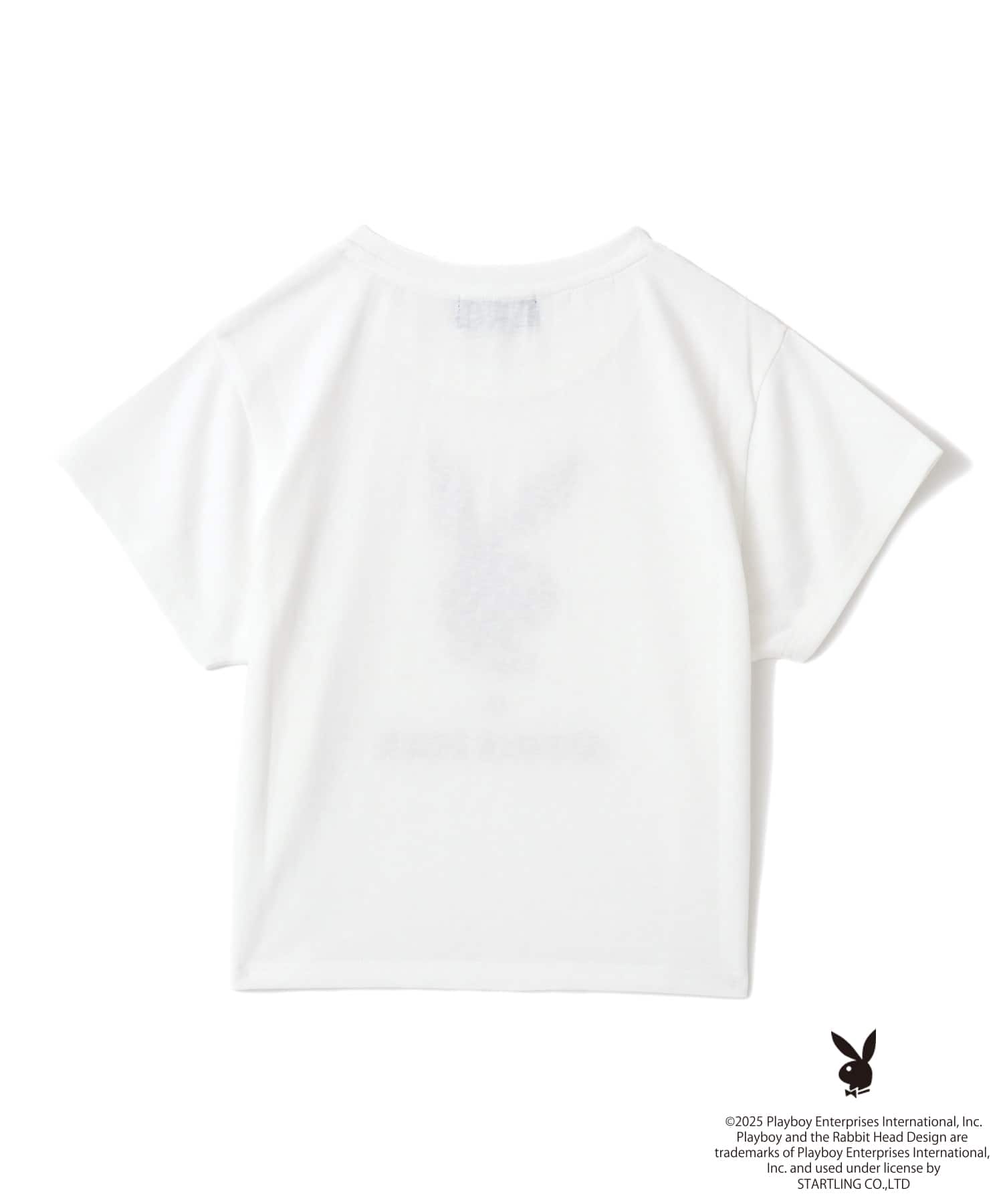 PLAYBOY x atmos pink Rhinestone T-shirt WHITEの画像