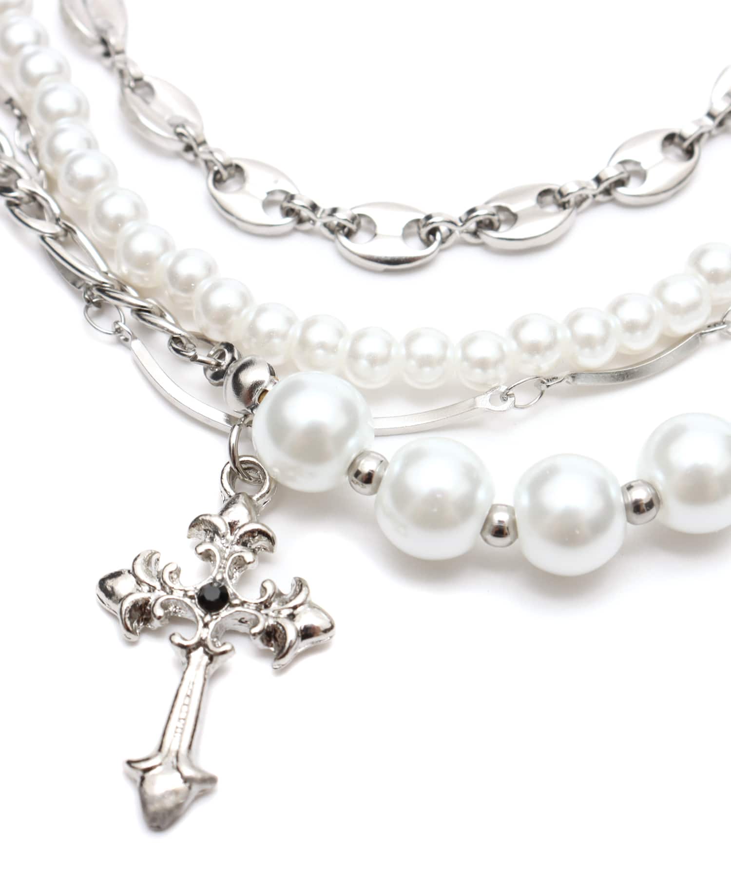 atmos pink Layered Pearl & Chain Necklace SILVERの画像
