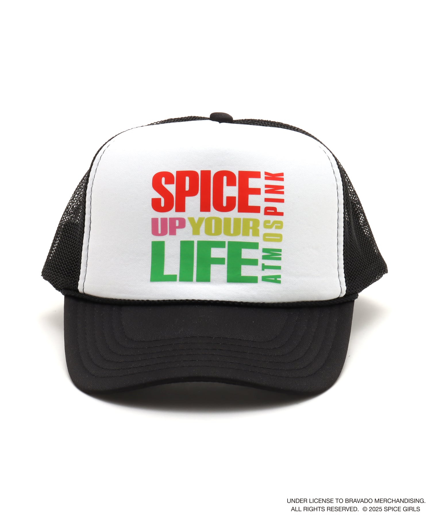 atmos pink x SPICE GIRLS Mesh Cap BLACK X WHITEの画像
