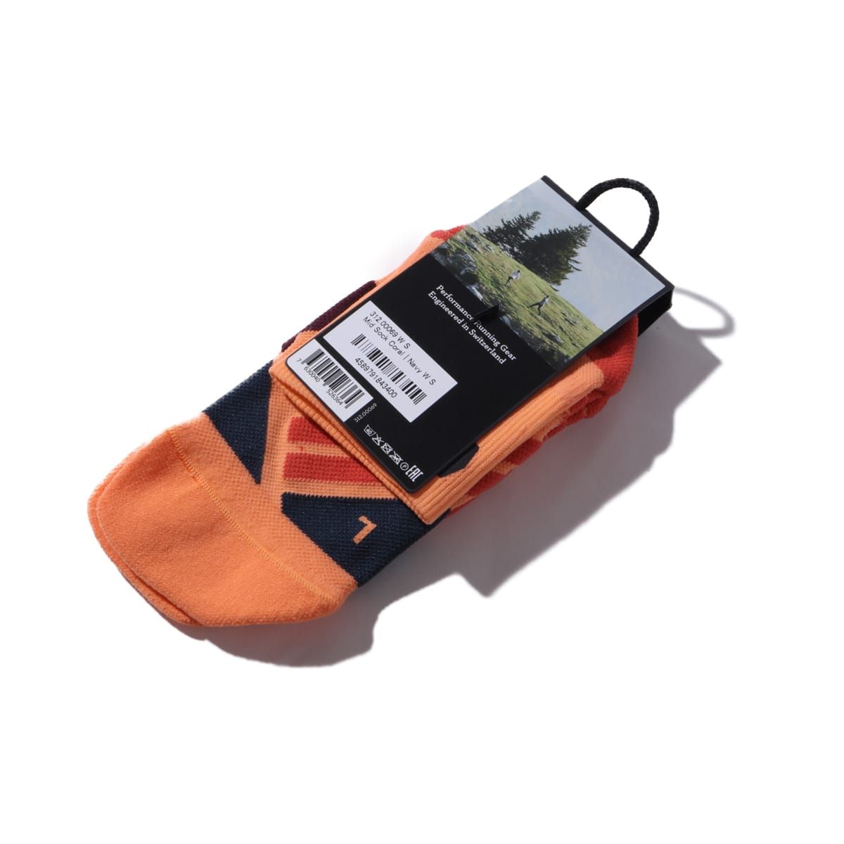On Mid Sock Coral/Navyの画像