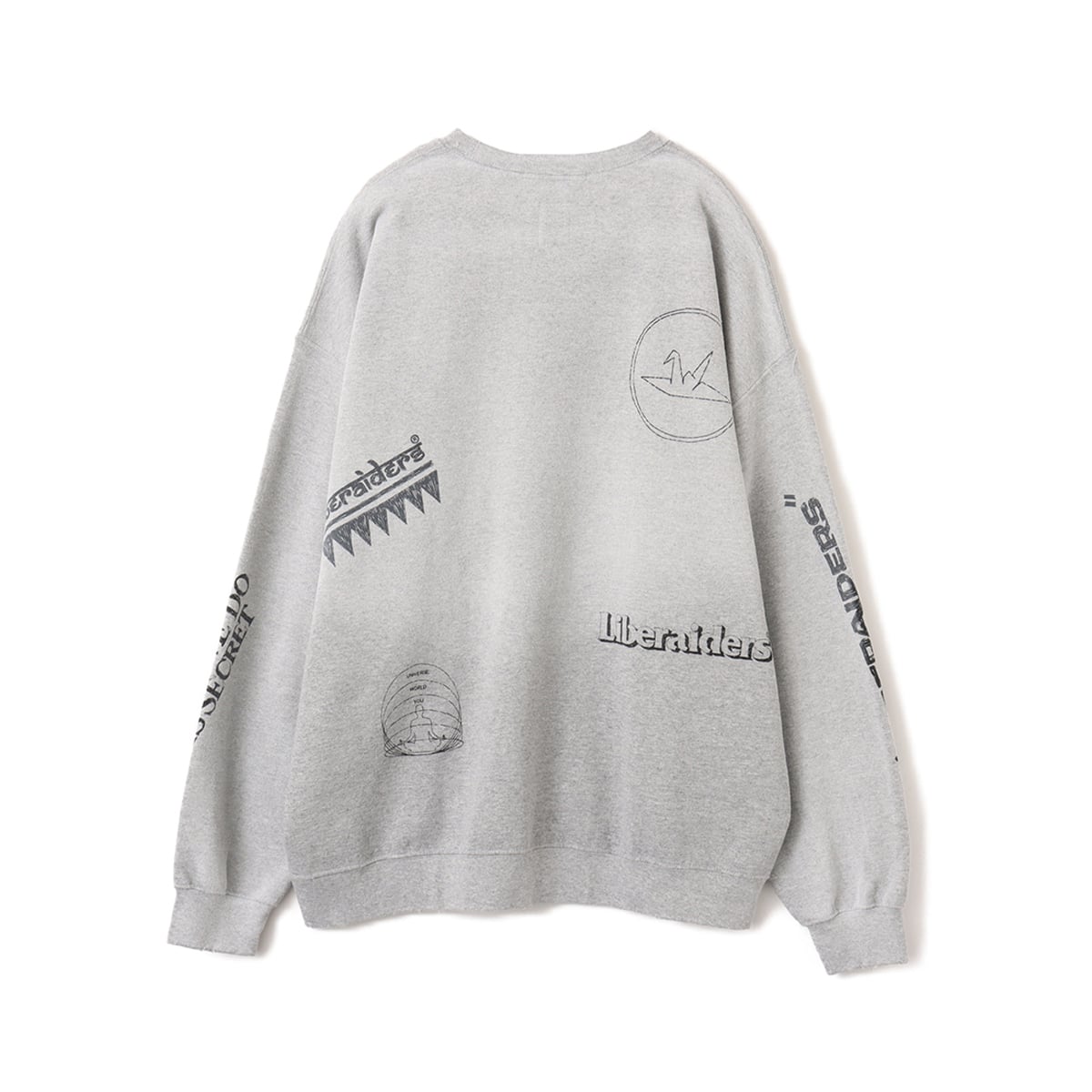LIBERAIDERS HANDWRITING PRINT CREWNECK GRAYの画像