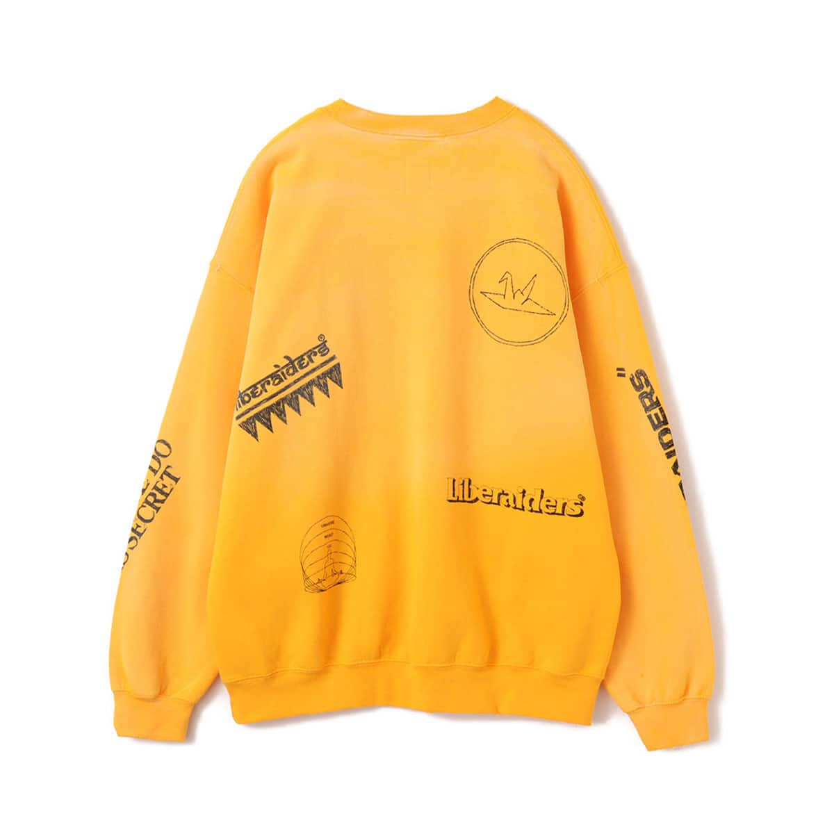LIBERAIDERS HANDWRITING PRINT CREWNECK YELLOWの画像